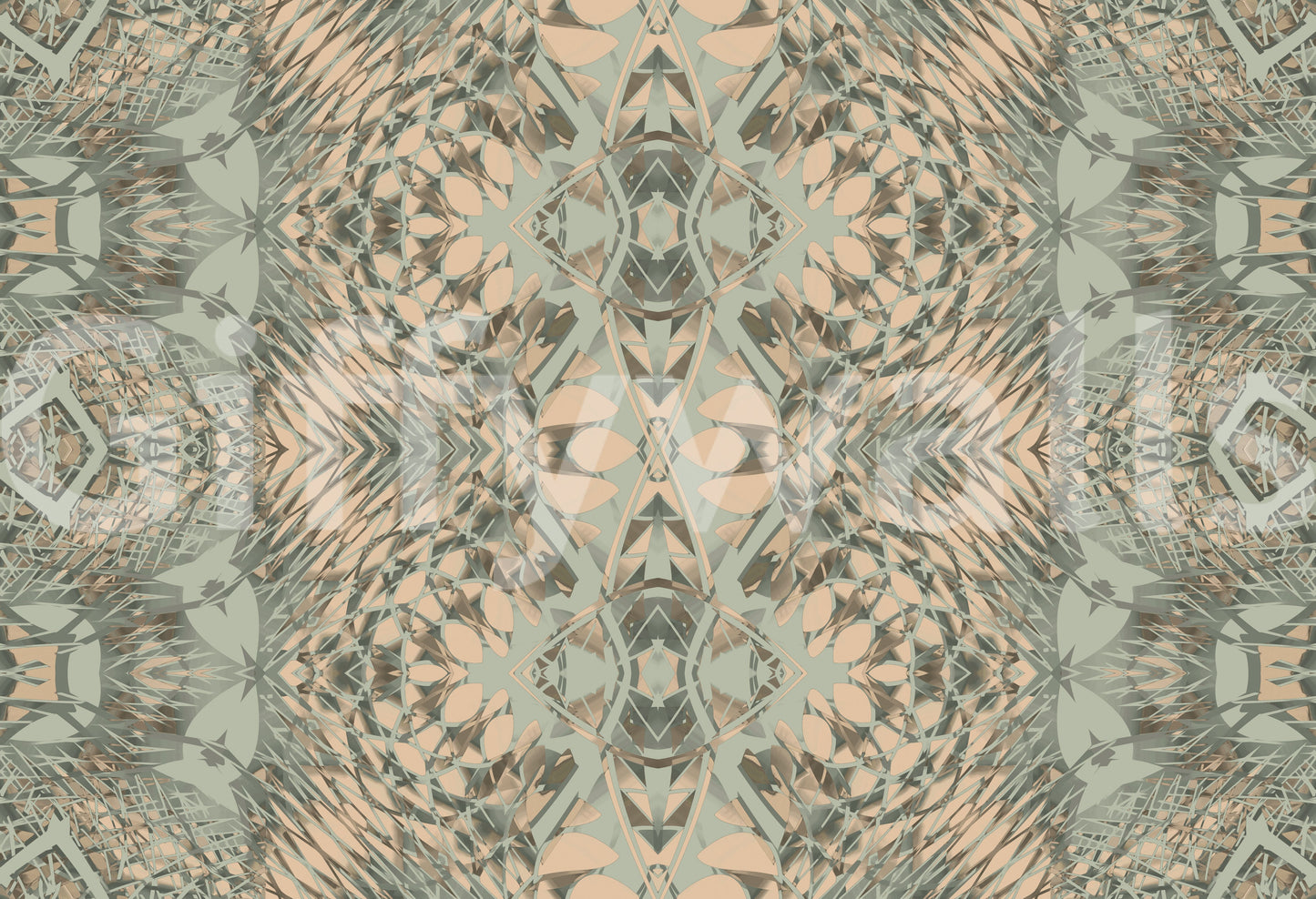 Peach & Sage Contemporary Abstract Botanical Wallpaper