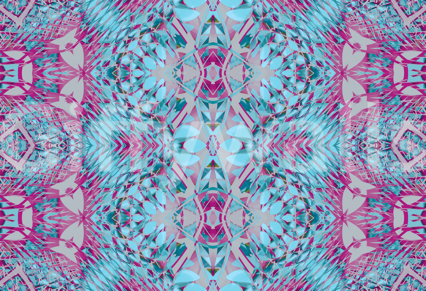 Magenta & Turquoise Abstract Ornamental Lattice Wallpaper