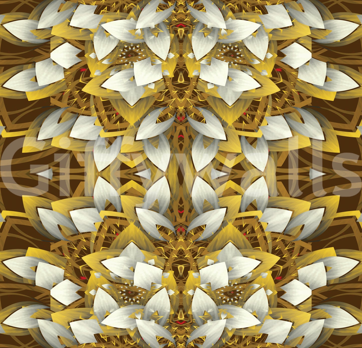 Brown and Gold Geometric Bloom Wallpaper - IKEBANA DESIGN Wallpaper