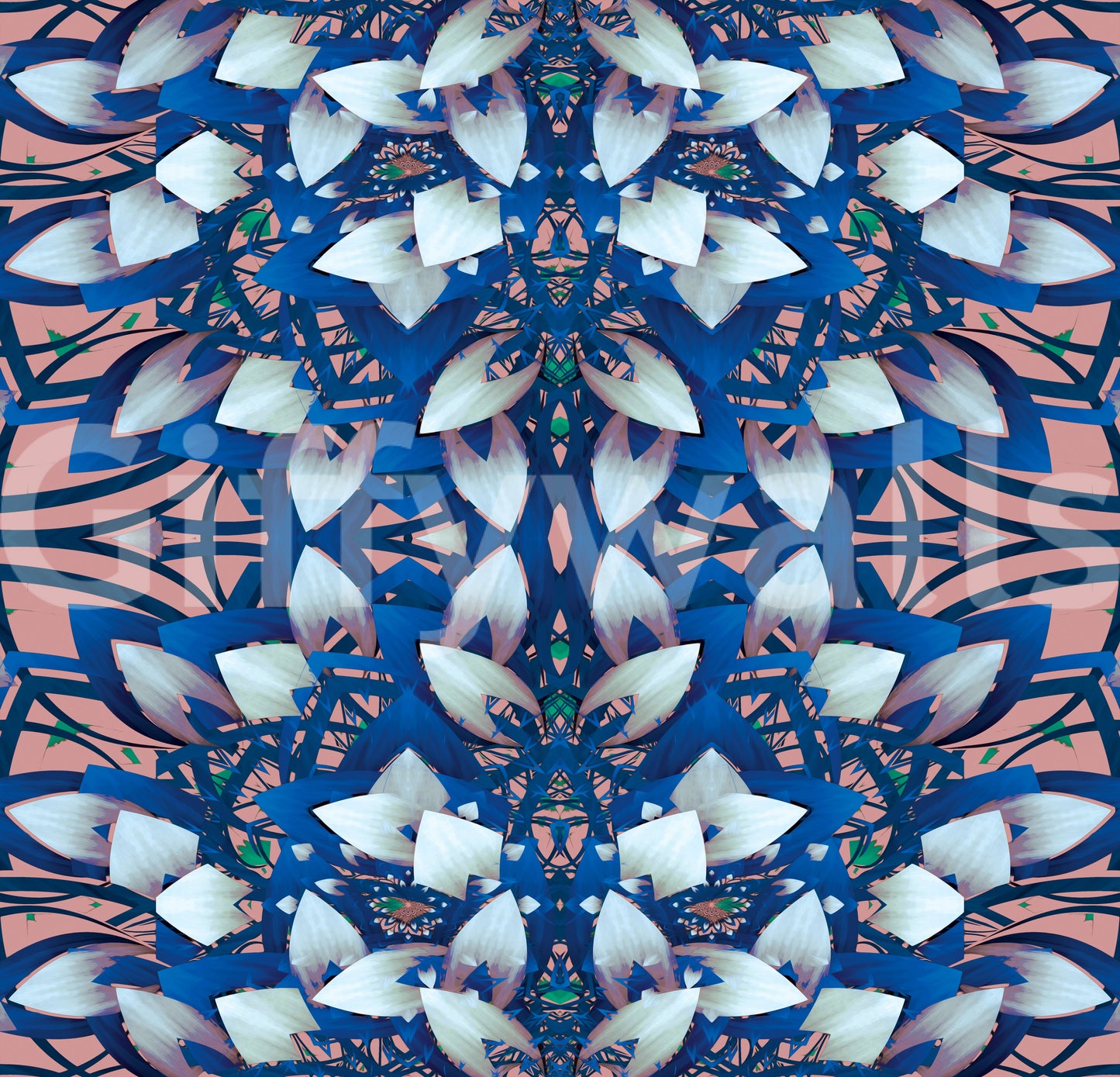 Pink & Blue Geometric Bloom Wallpaper - IKEBANA DESIGN Wallpaper