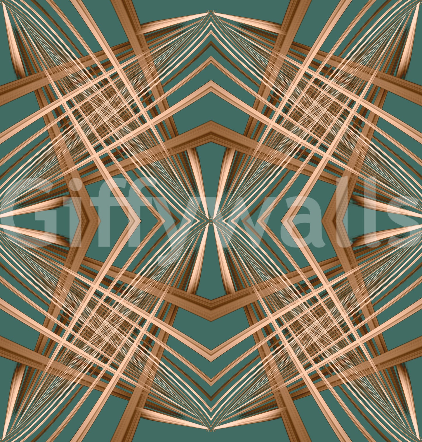 70s Retro Teal and Copper Geometric Lattice - OCTOBER Wallpaper