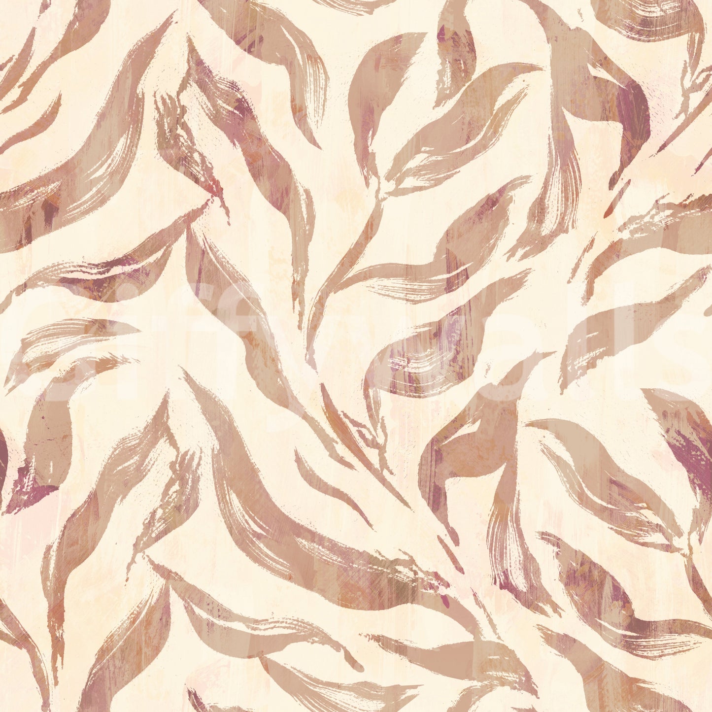 Abstract Painted Leaf Swirls Wallpaper