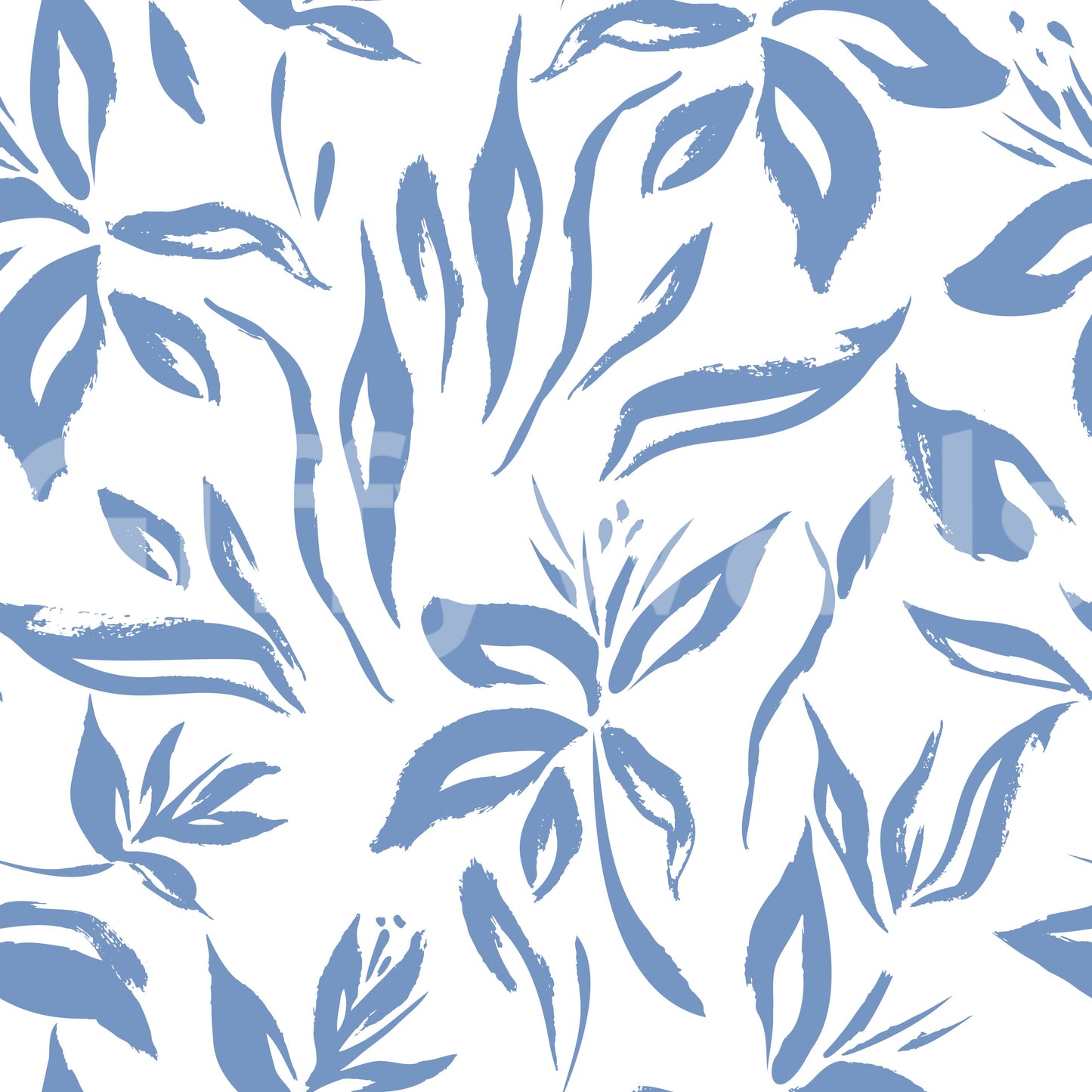Azure Brushstroke Botanical Wallpaper