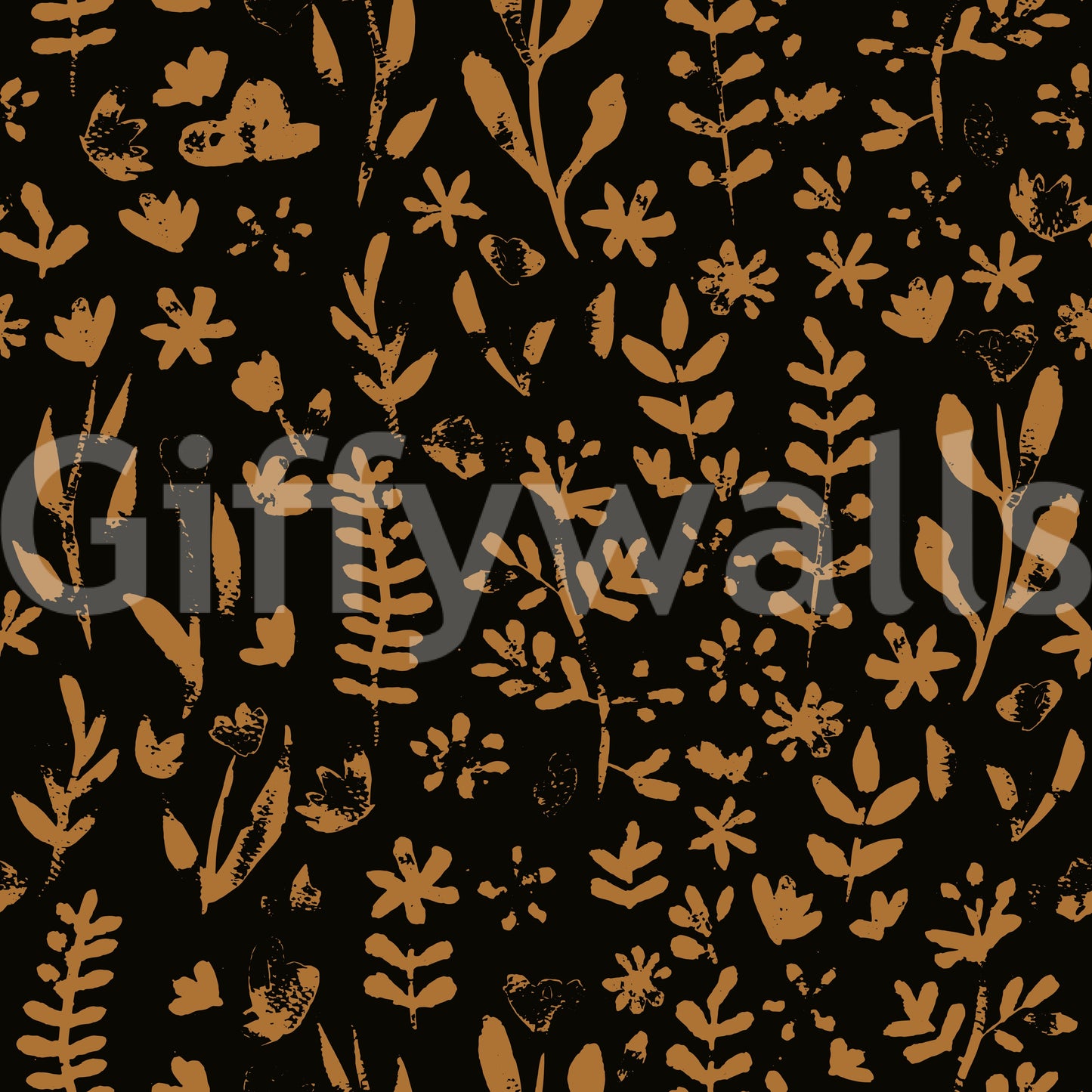 Rustic Earthy Botanical Sketch Wallpaper
