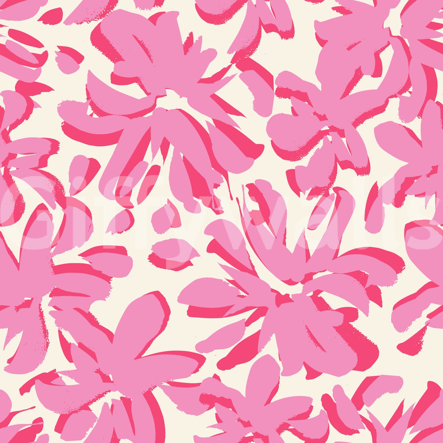 Abstract Pink Floral Brushstrokes Wallpaper