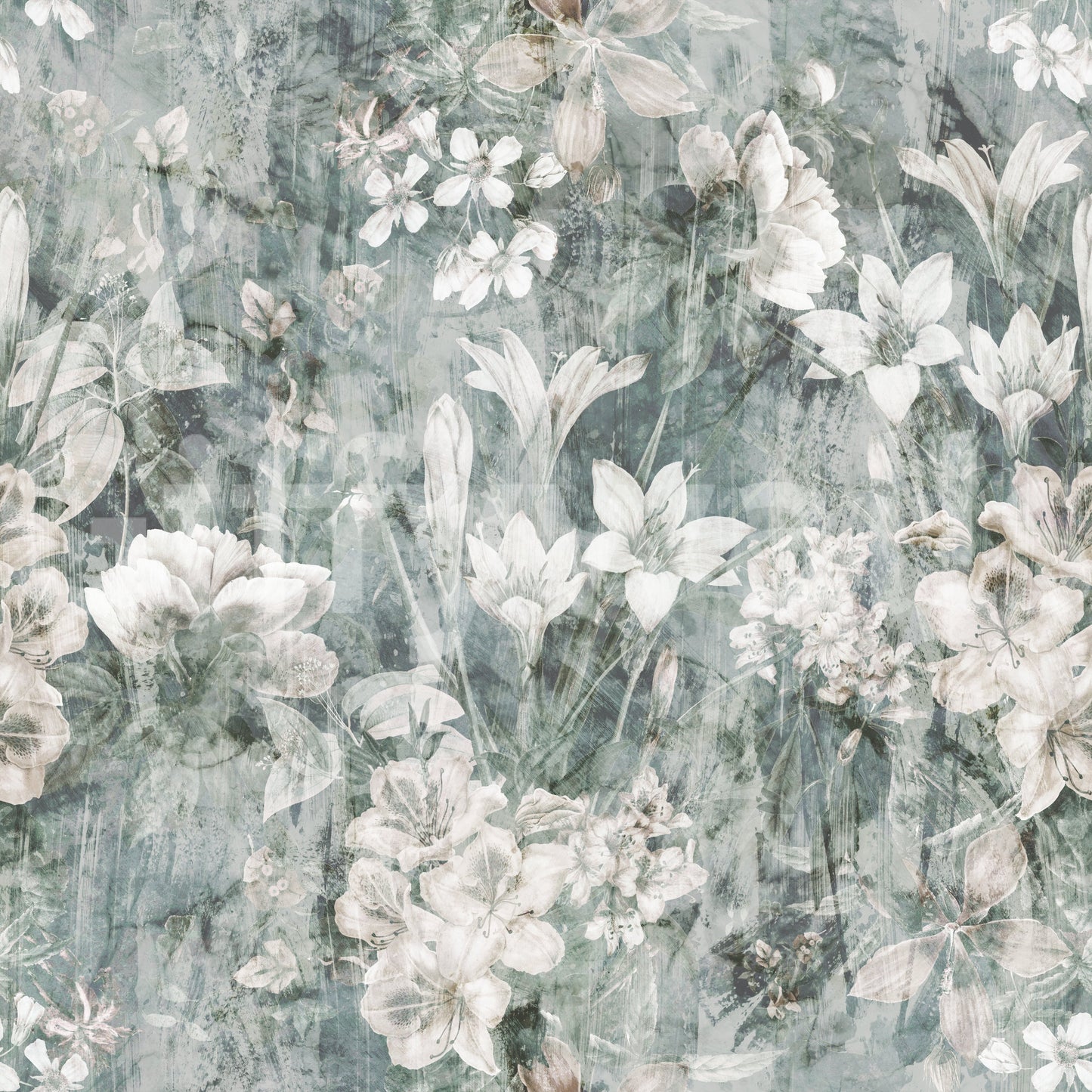 Muted Sage Botanical Bloom Wallpaper