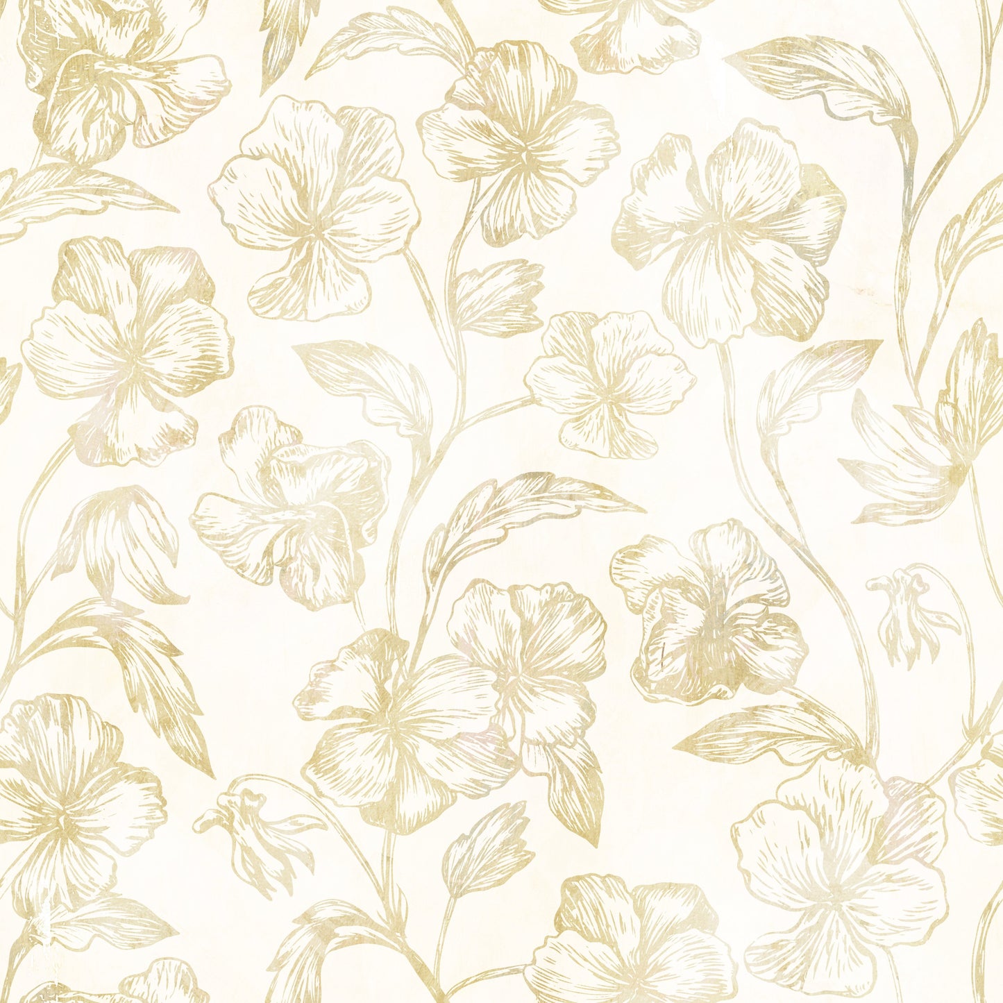Golden Line Botanical Sketches Wallpaper