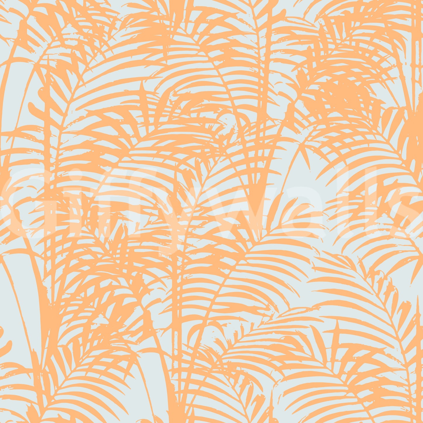 Peach Botanical Palm Repeat Wallpaper