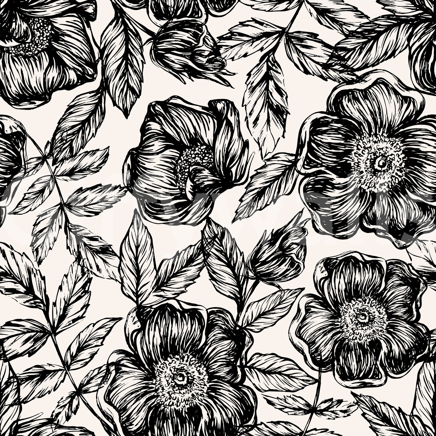 Ink Blossom Garden Wallpaper