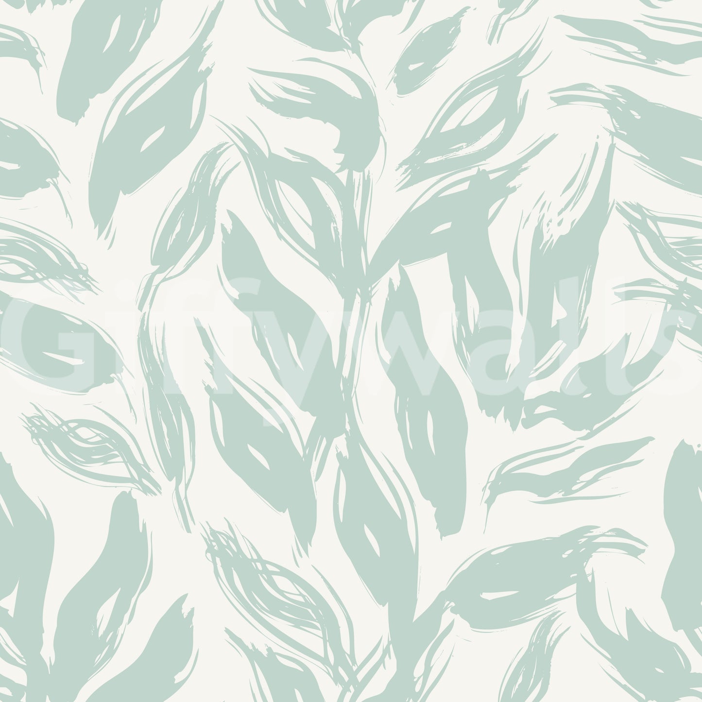 Sage Brushstroke Foliage Motif Wallpaper