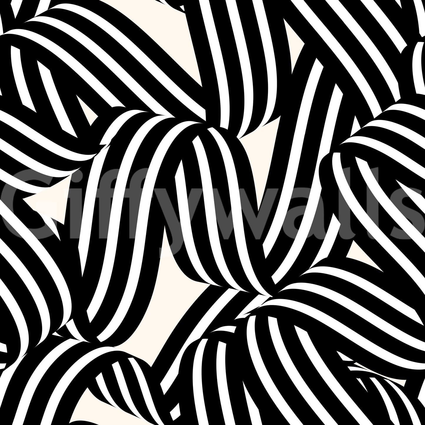 Monochrome Ribbon Flow Wallpaper