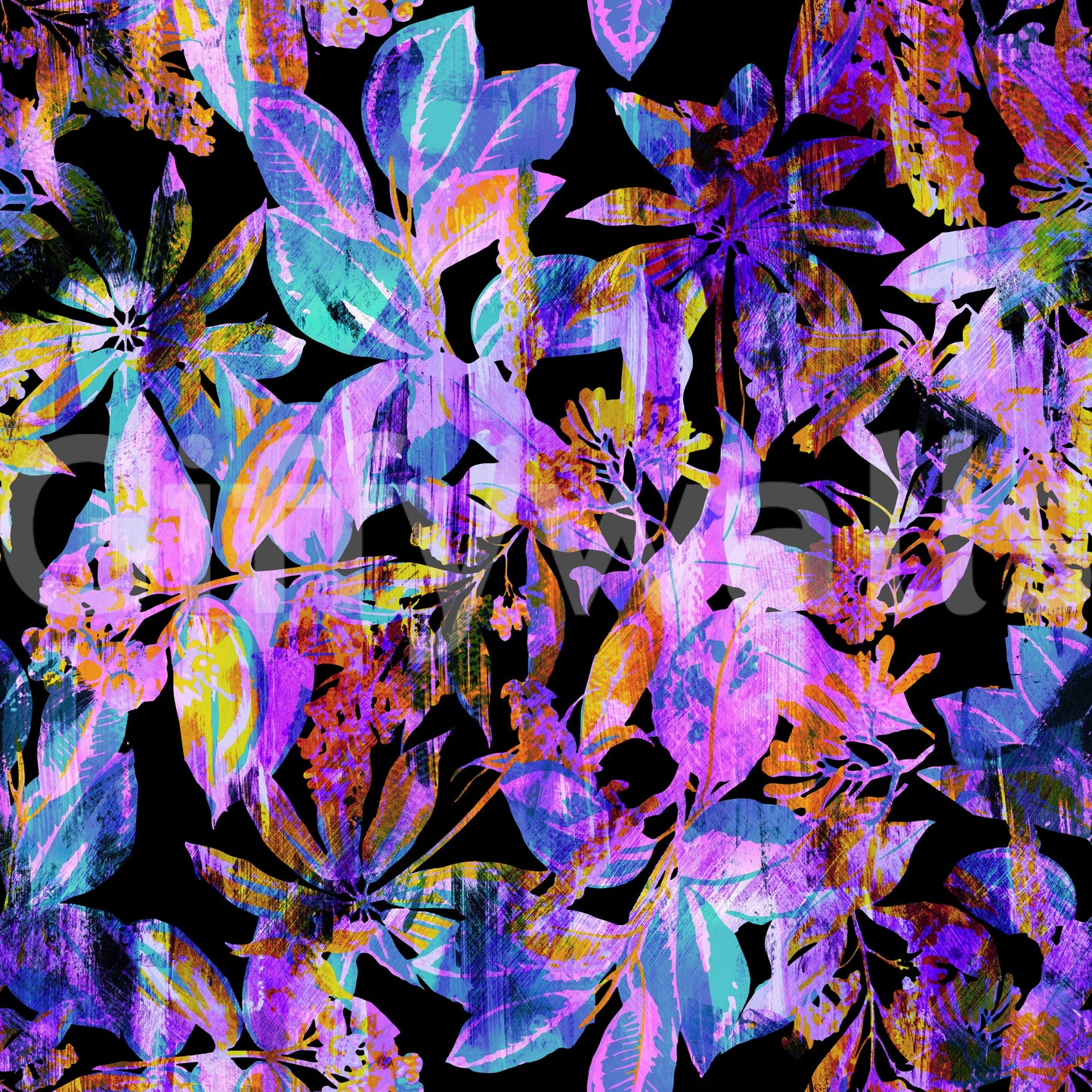 Vibrant Neon Tropical Foliage Wallpaper
