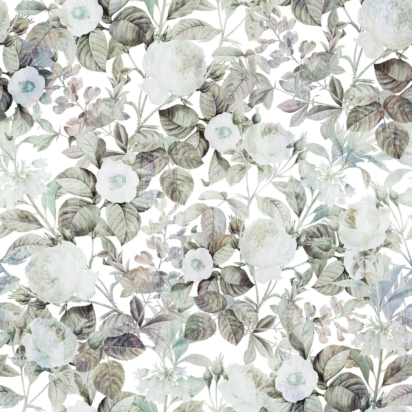 Vintage Botanical Rose Garden Wallpaper