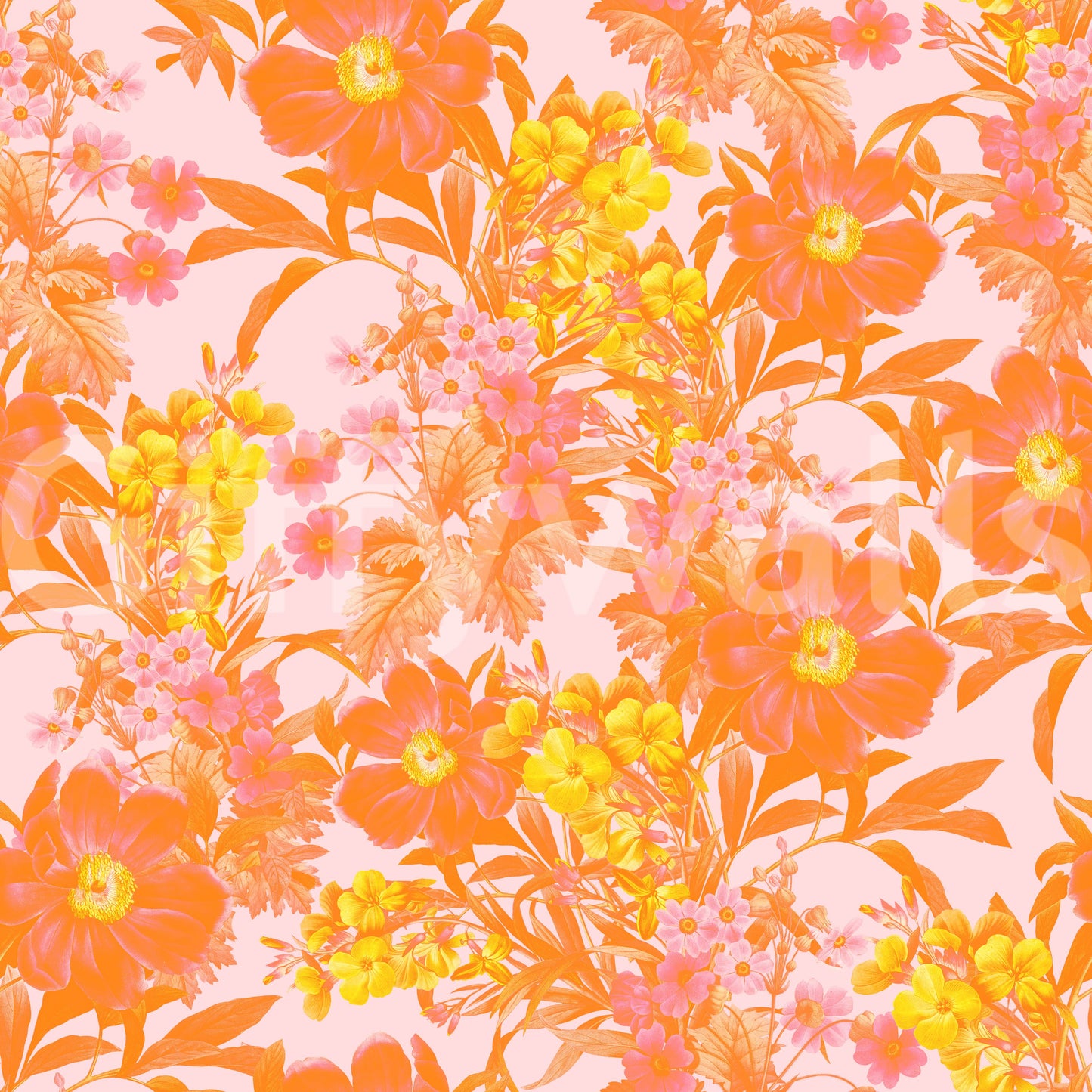Sunset Orchard Botanical Blooms Wallpaper