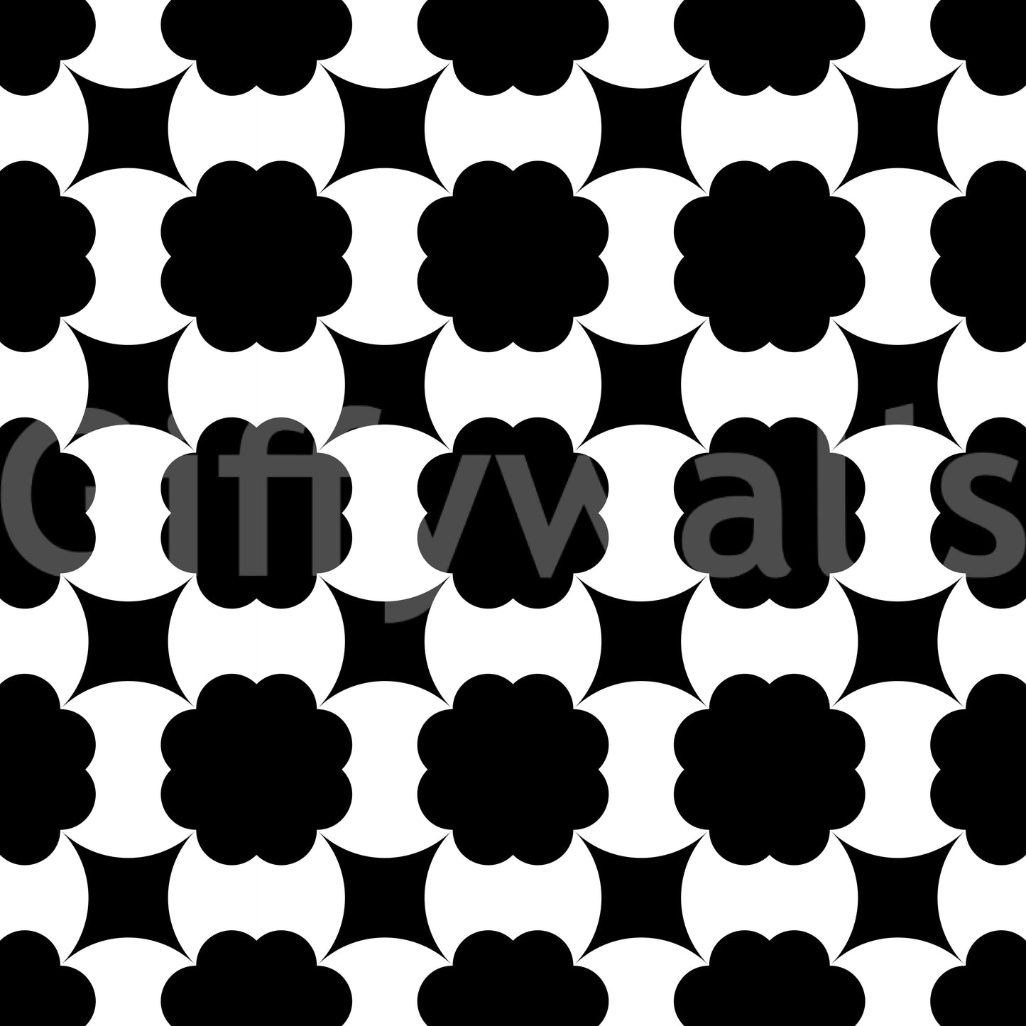 Monochrome Floral Lattice Wallpaper