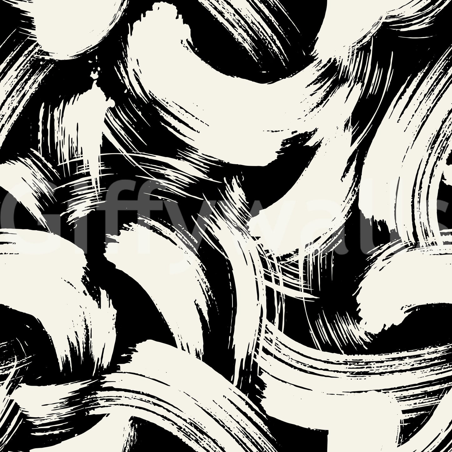 Monochrome Swirl Brushstrokes Wallpaper