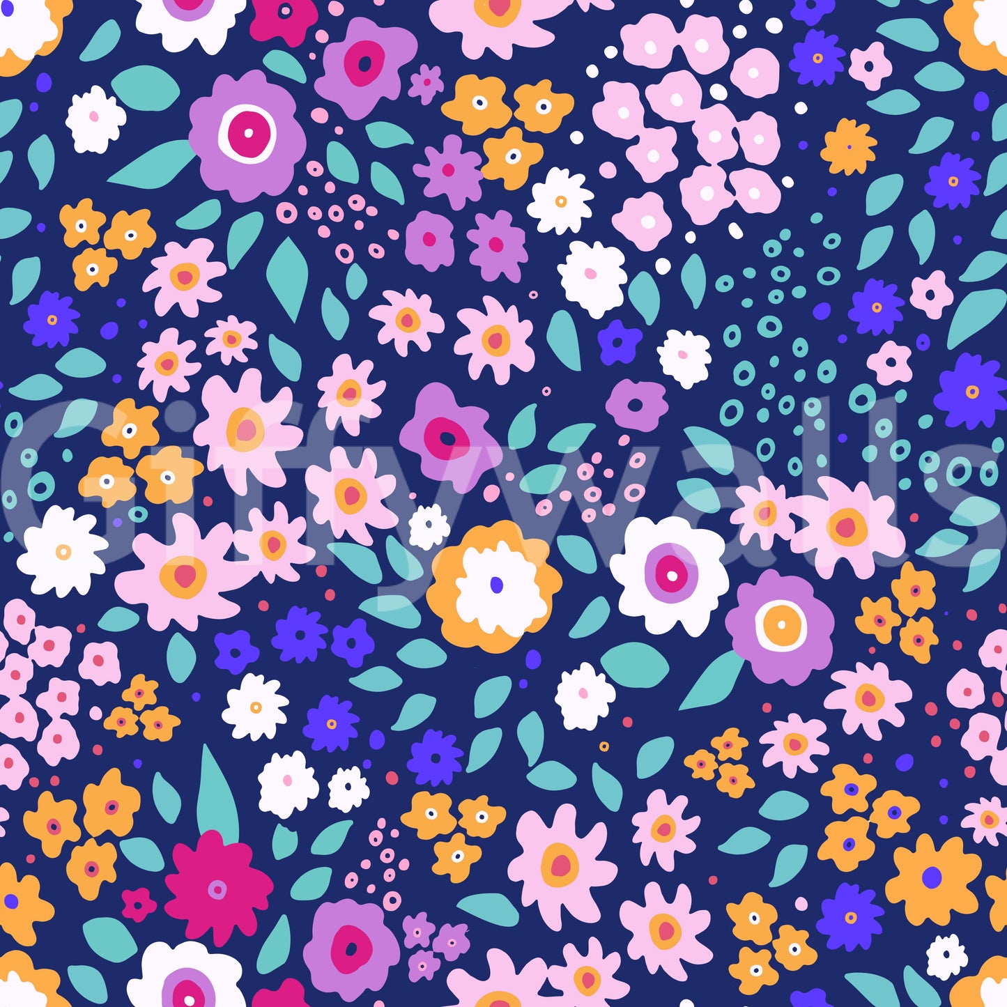Midnight Meadow Botanical Wallpaper