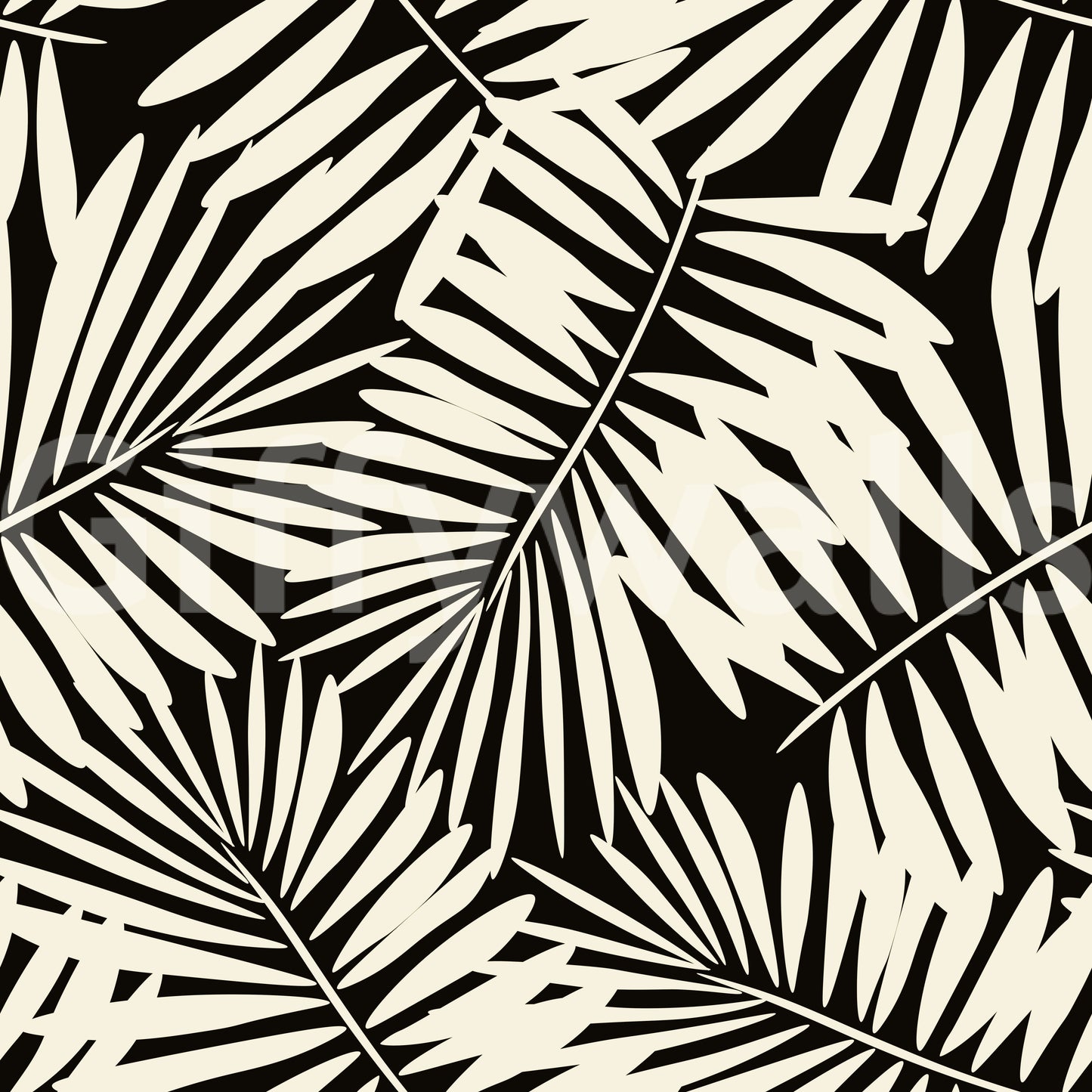 Minimalist Palm Leaf Monochrome Wallpaper