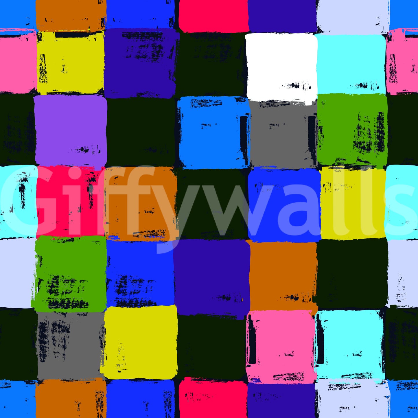 Vibrant Painted Patchwork Squares Wallpaper