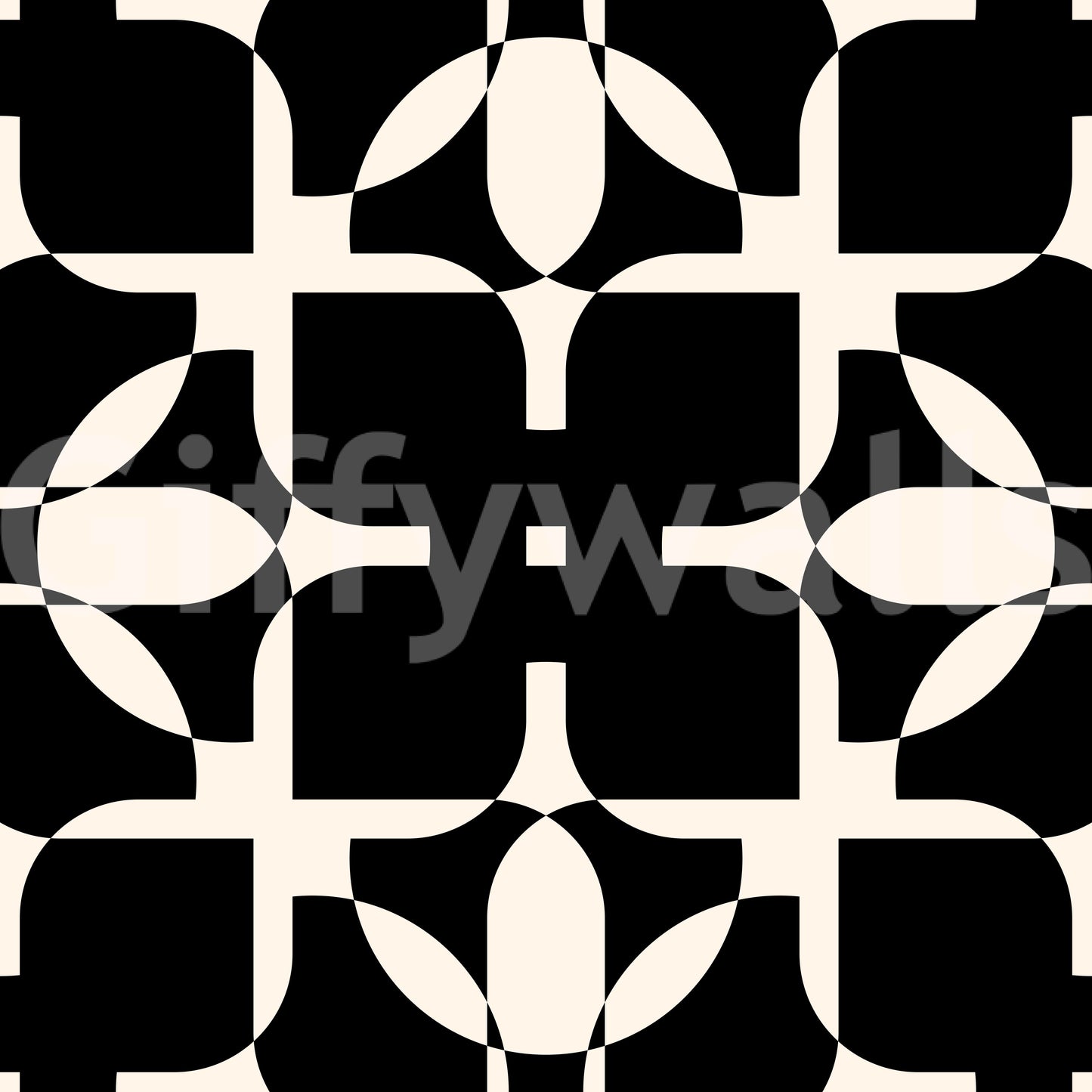 Graphic Monochrome Petal Tile Wallpaper