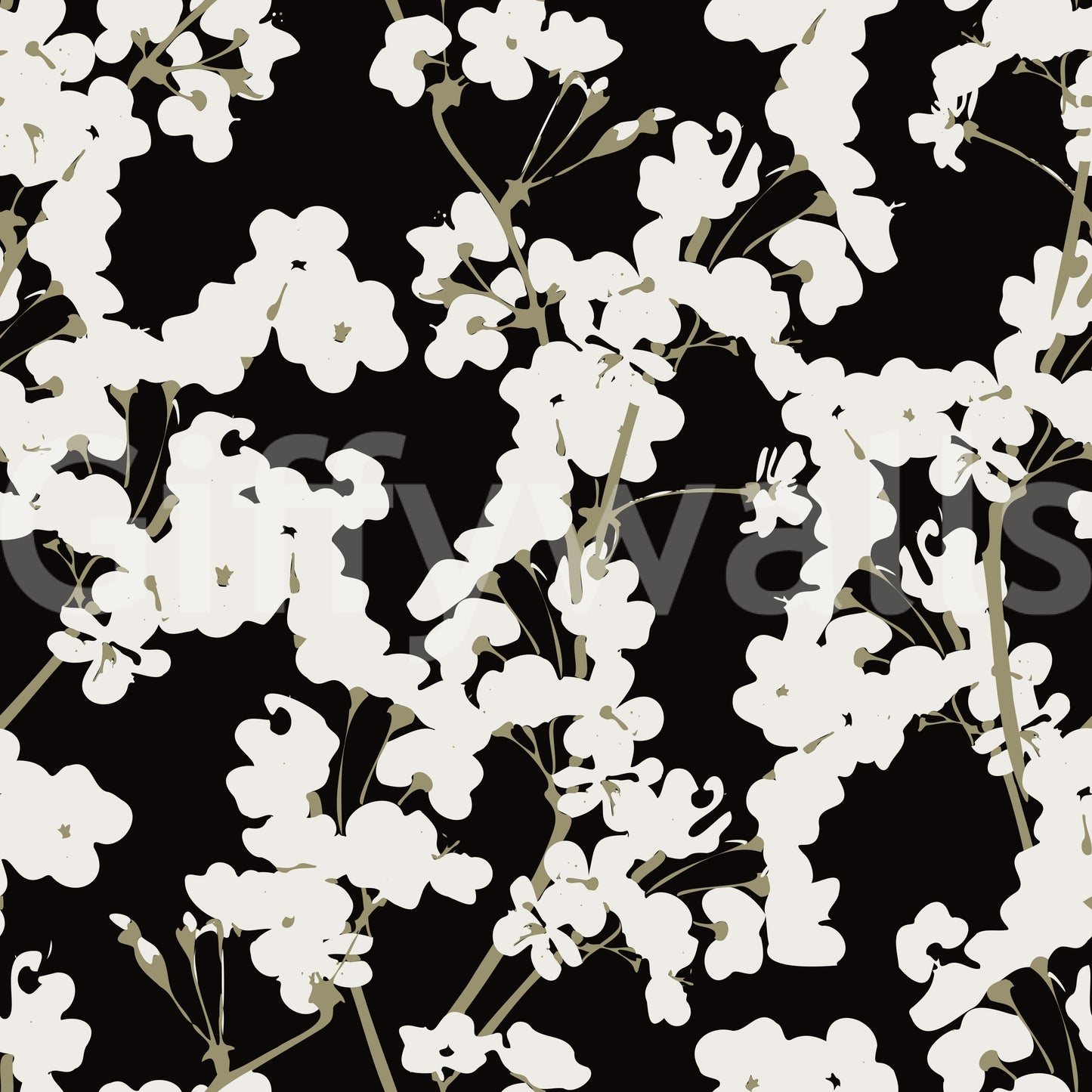 Abstract Cream Branch Pattern Wallpaper