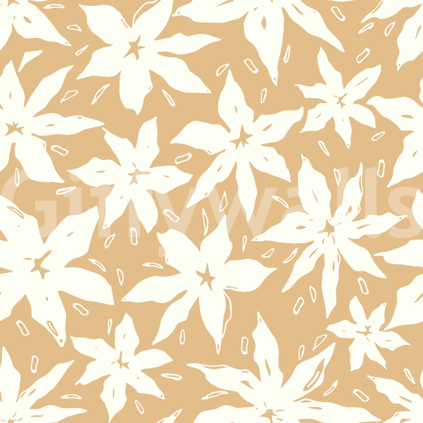 Cream Floral Bloom Motif Wallpaper