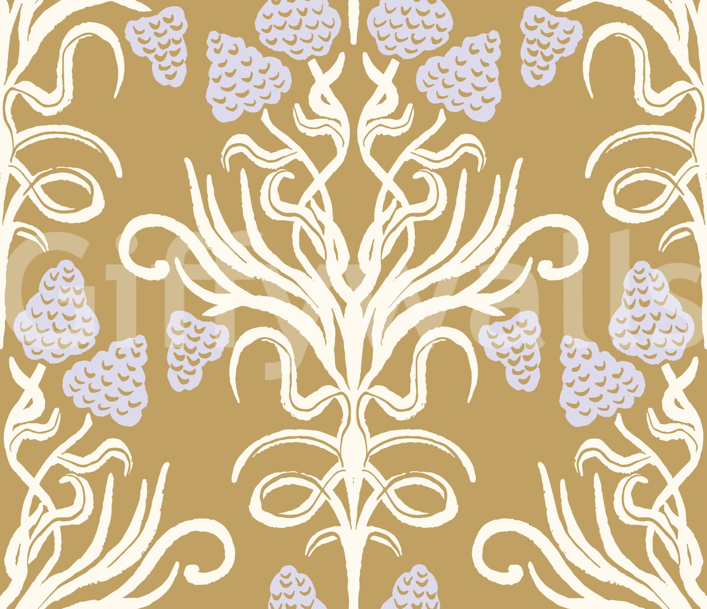 Art Nouveau Botanical Damask Wallpaper
