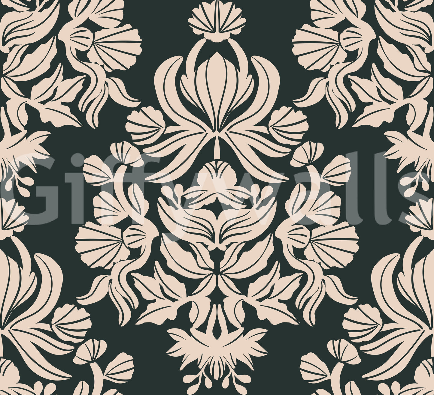 Creamy Damask Flora Wallpaper