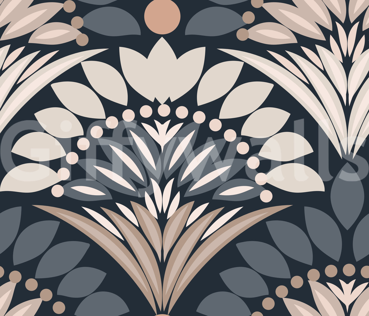 Modern Botanical Fan Arcs Wallpaper