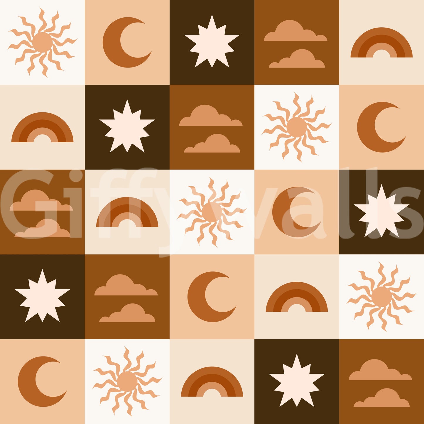 Minimalist Sun and Moon Squares Wallpaper