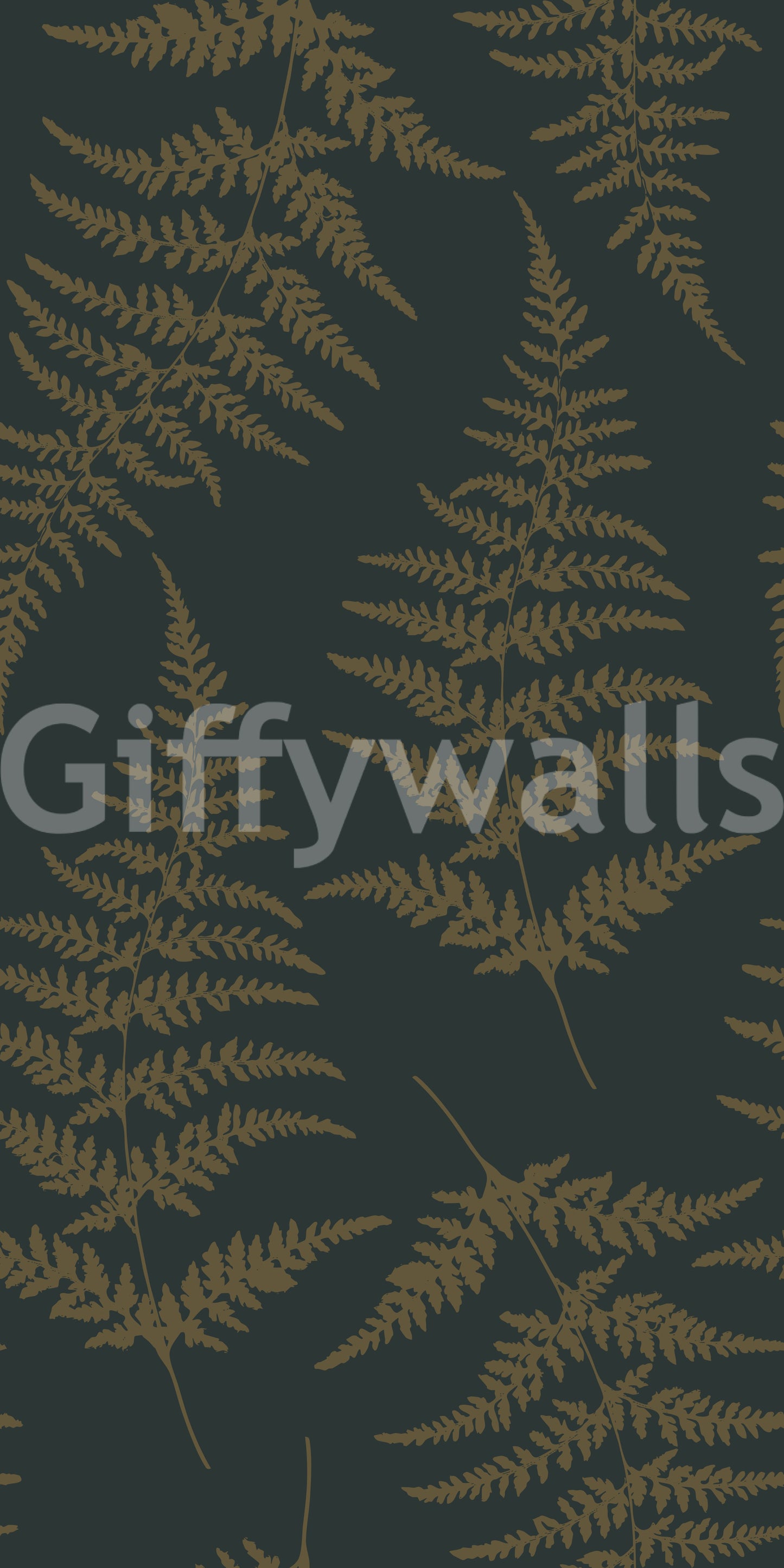 Golden Fern Botanical Pattern Wallpaper