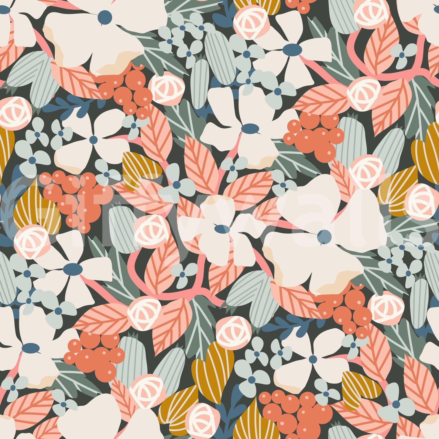 Botanical Garden Harvest Pattern Wallpaper