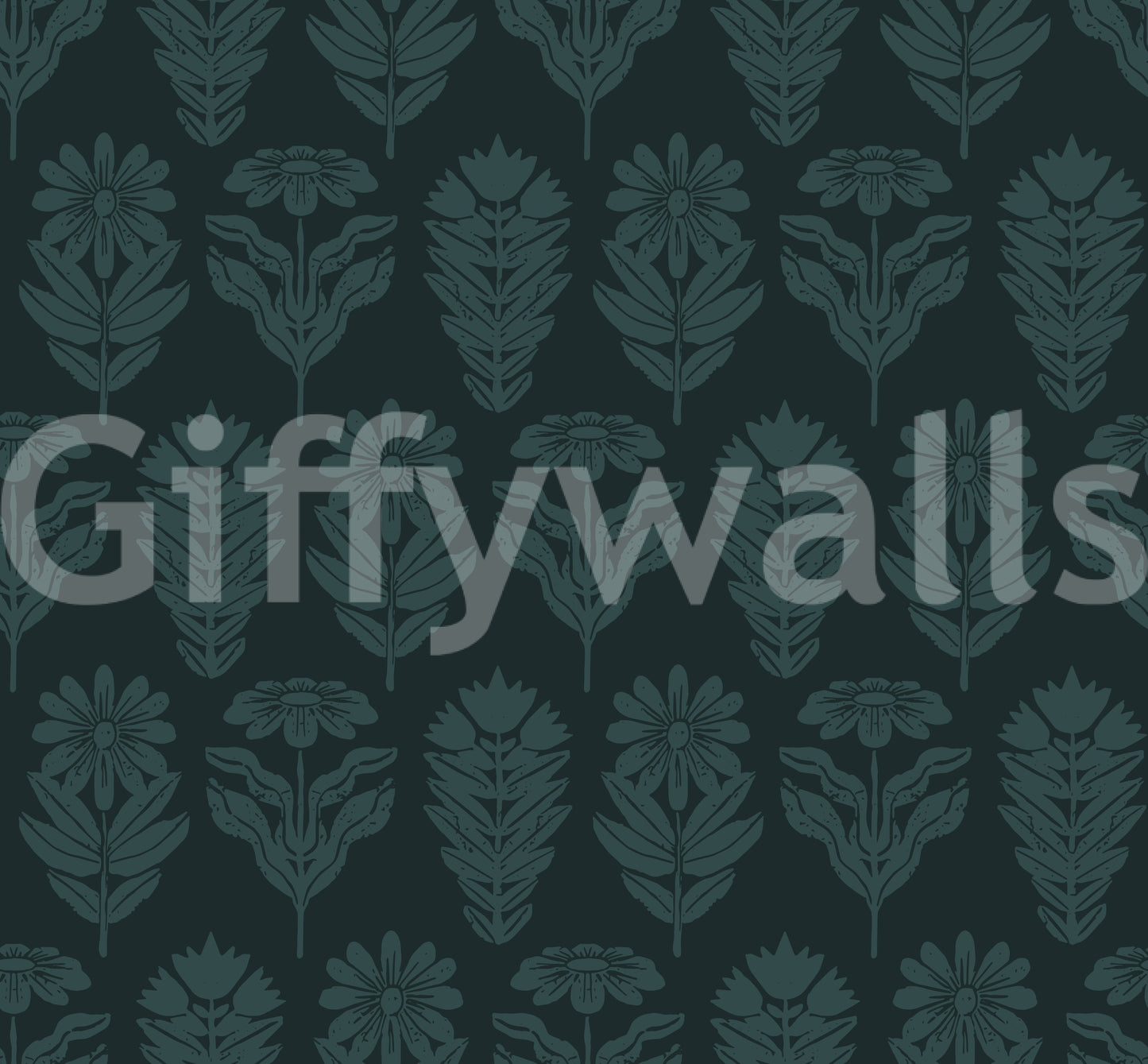 Midnight Botanical Block Print Wallpaper