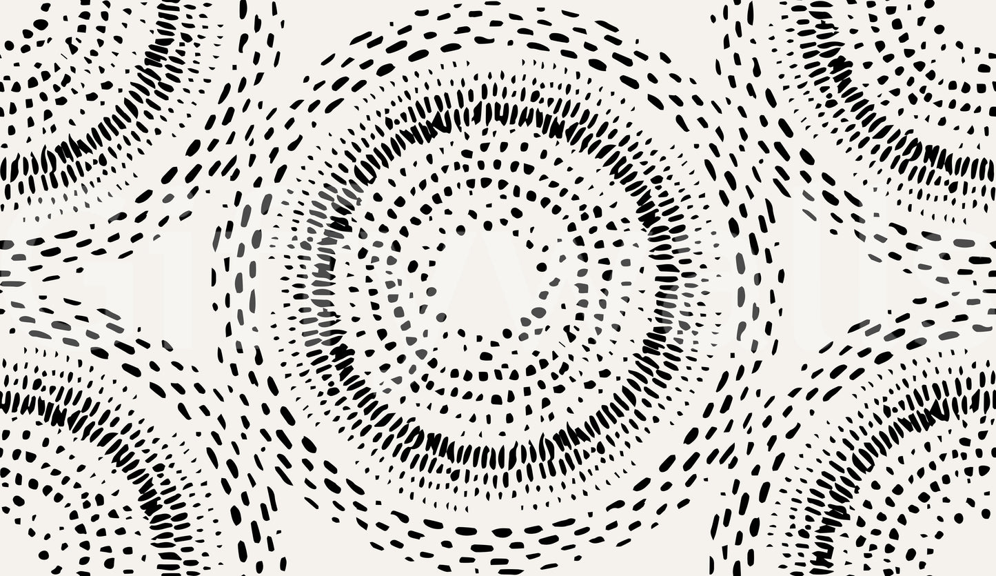 Black and Cream Dotted Mandala Radiance Wallpaper