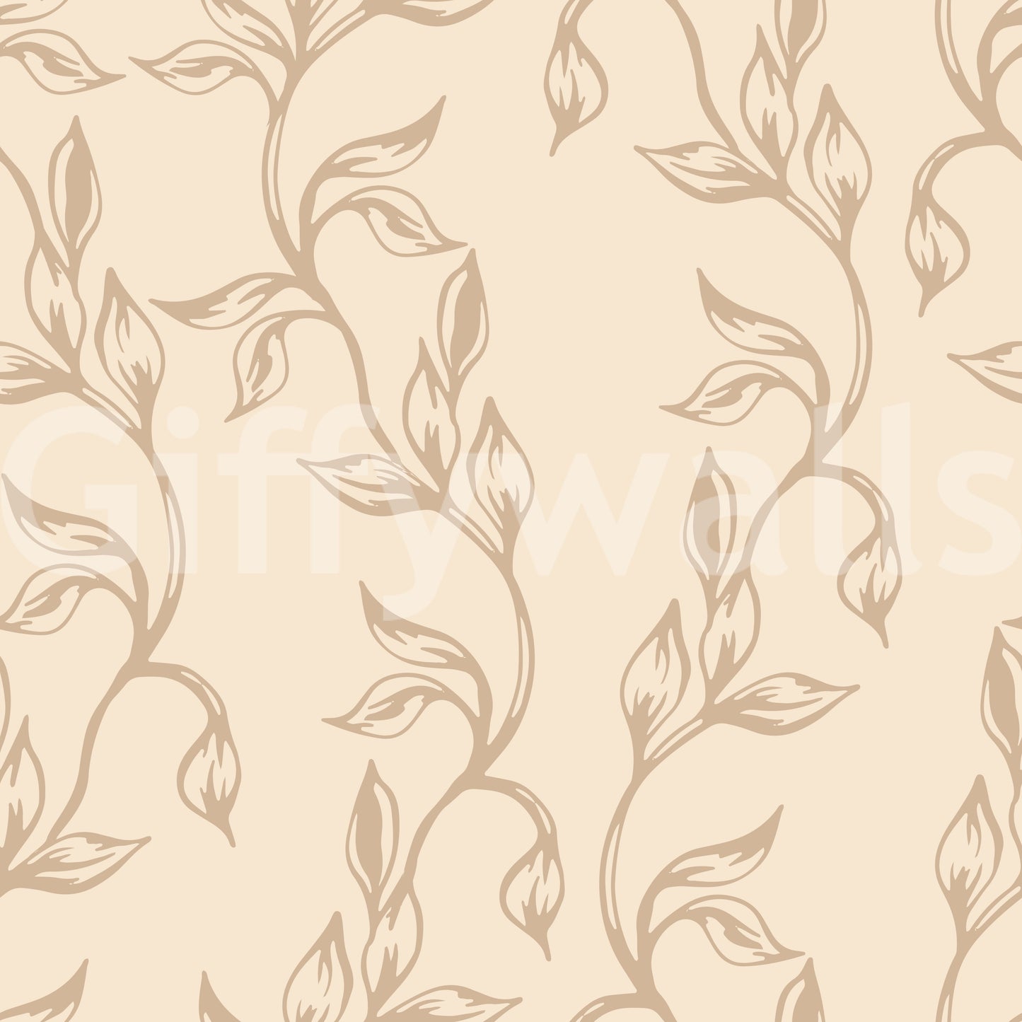 Serene Neutral Organic Foliage Wallpaper