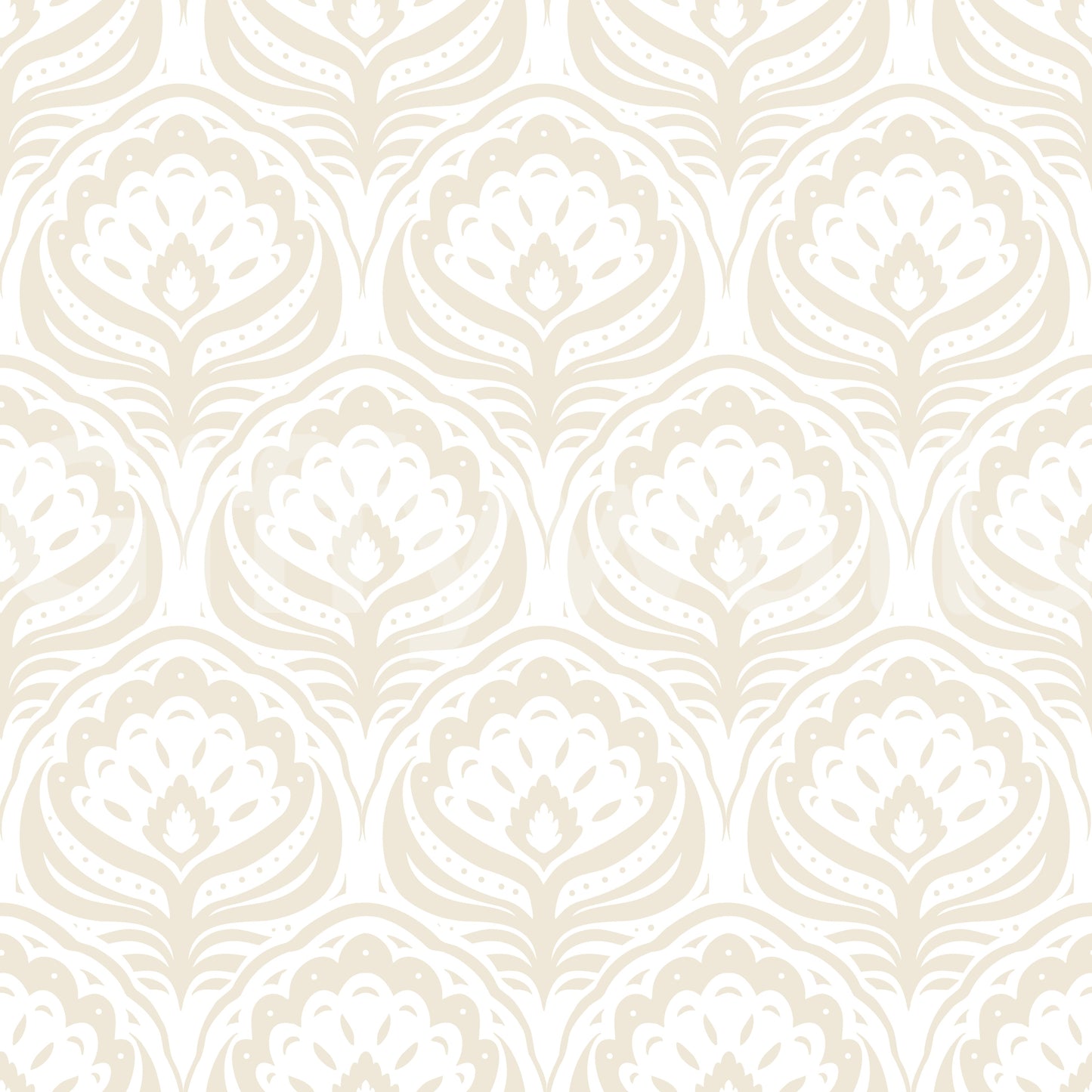 Cream Ogee Damask Pattern Wallpaper