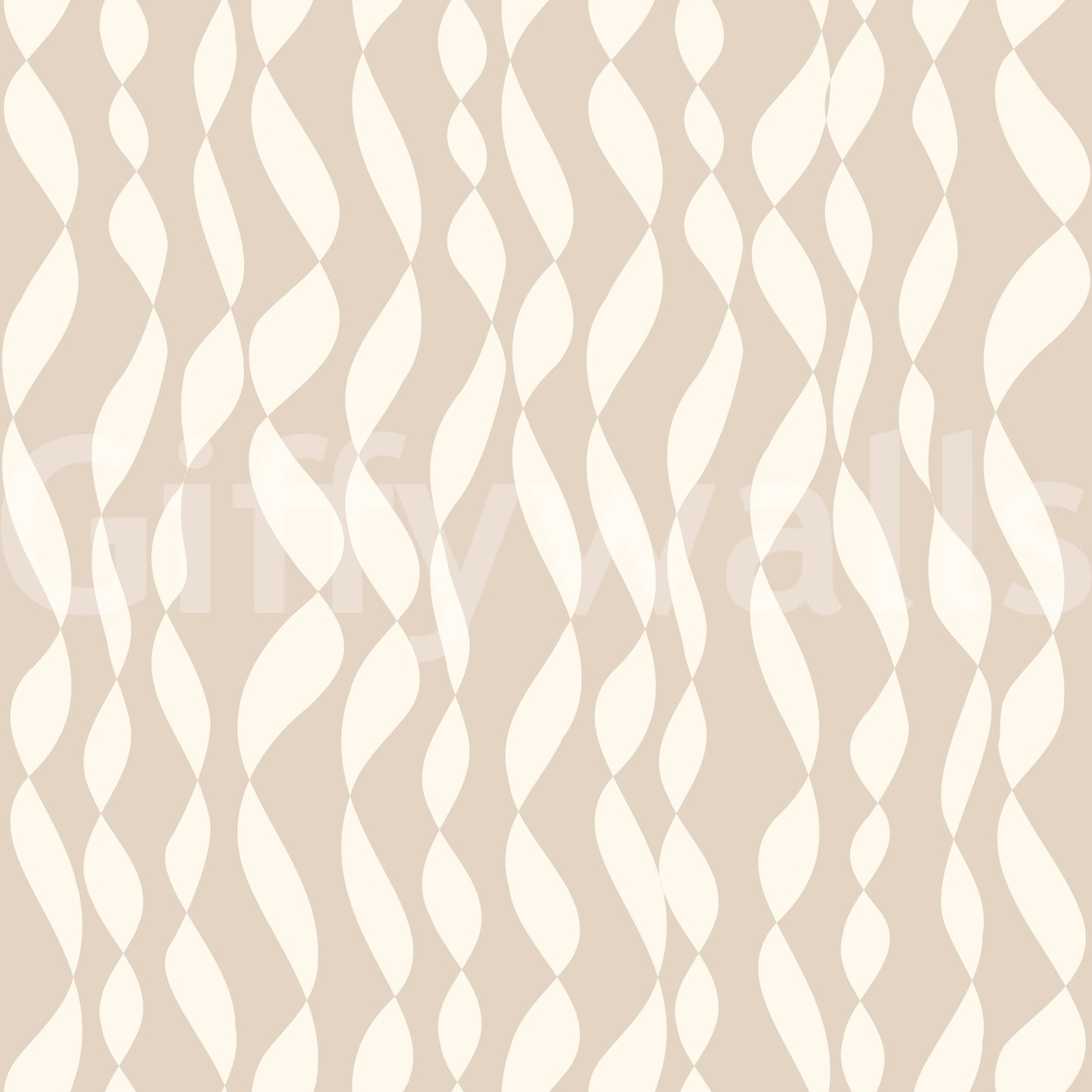 Cream Wavy Ribbon Pattern Wallpaper