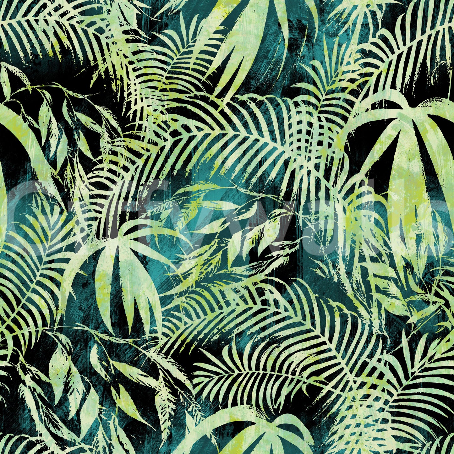 Abstract Tropical Palm Overlay Wallpaper