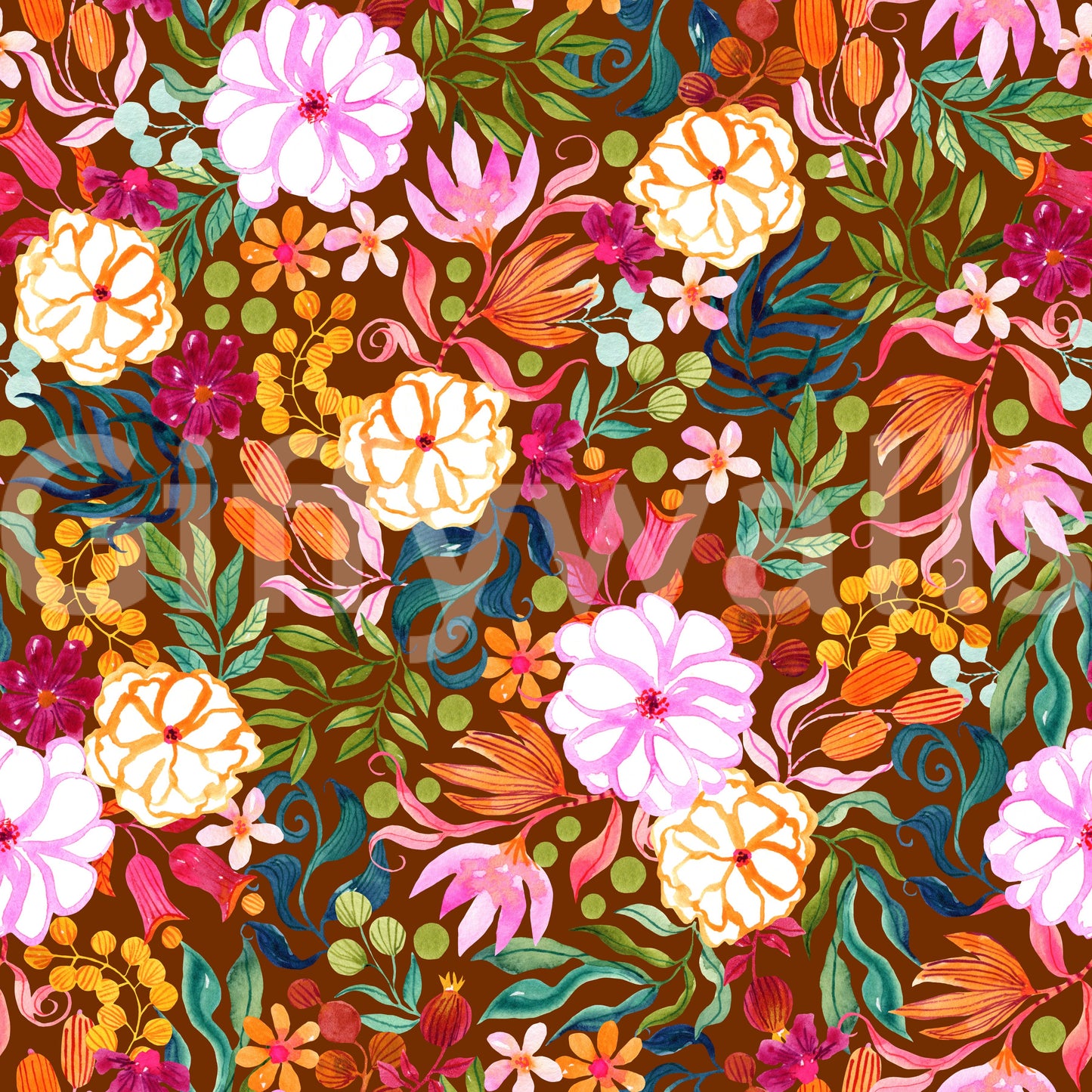 Vivid Hand-Painted Garden Wallpaper