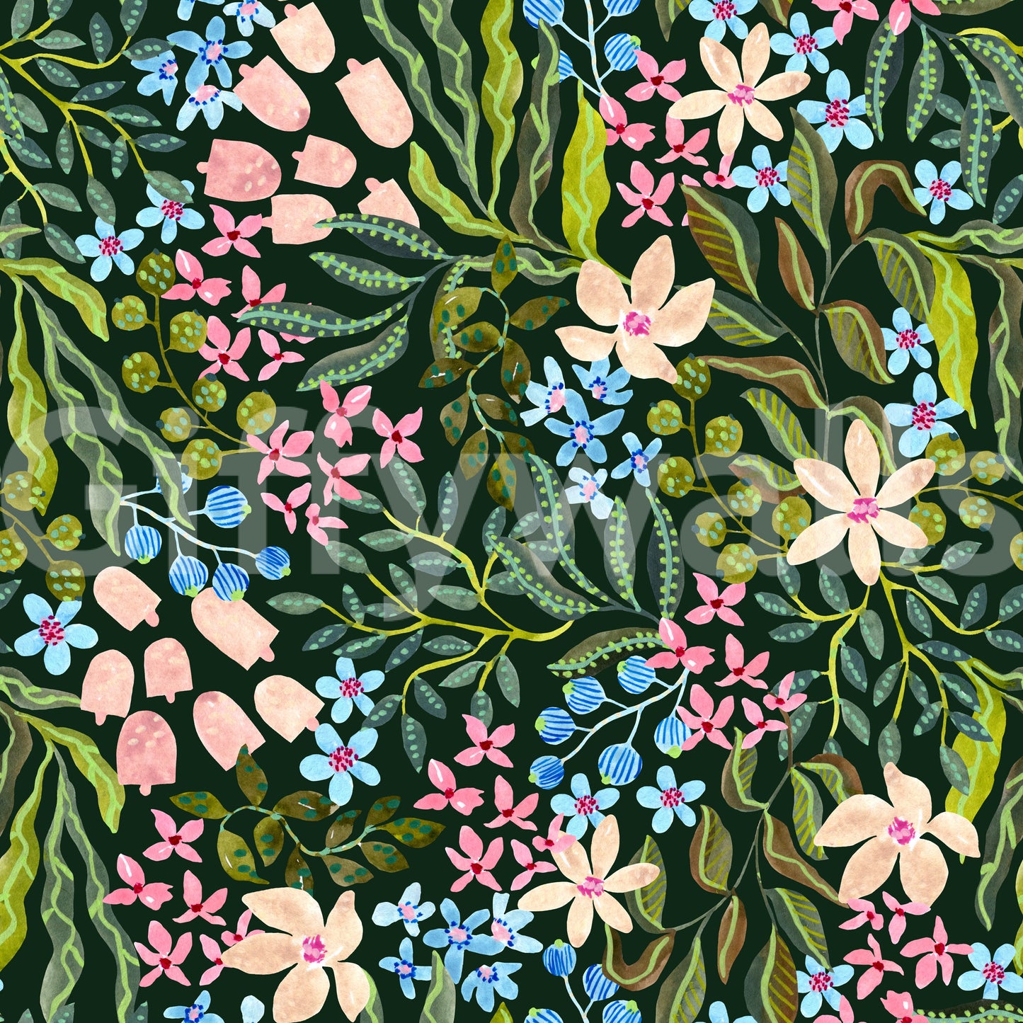 Enchanted Garden Blooms Wallpaper