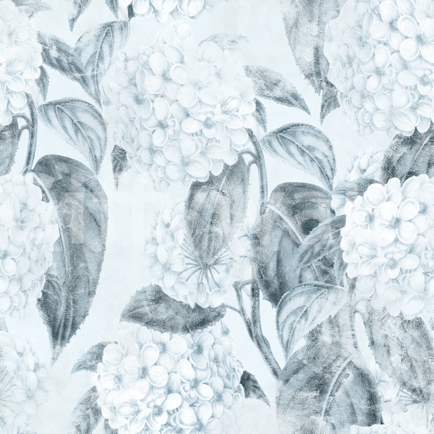 Monochromatic Hydrangea Botanical Wallpaper