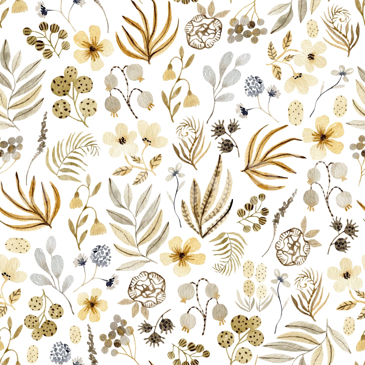 Rustic Earthy Meadow Flora Wallpaper