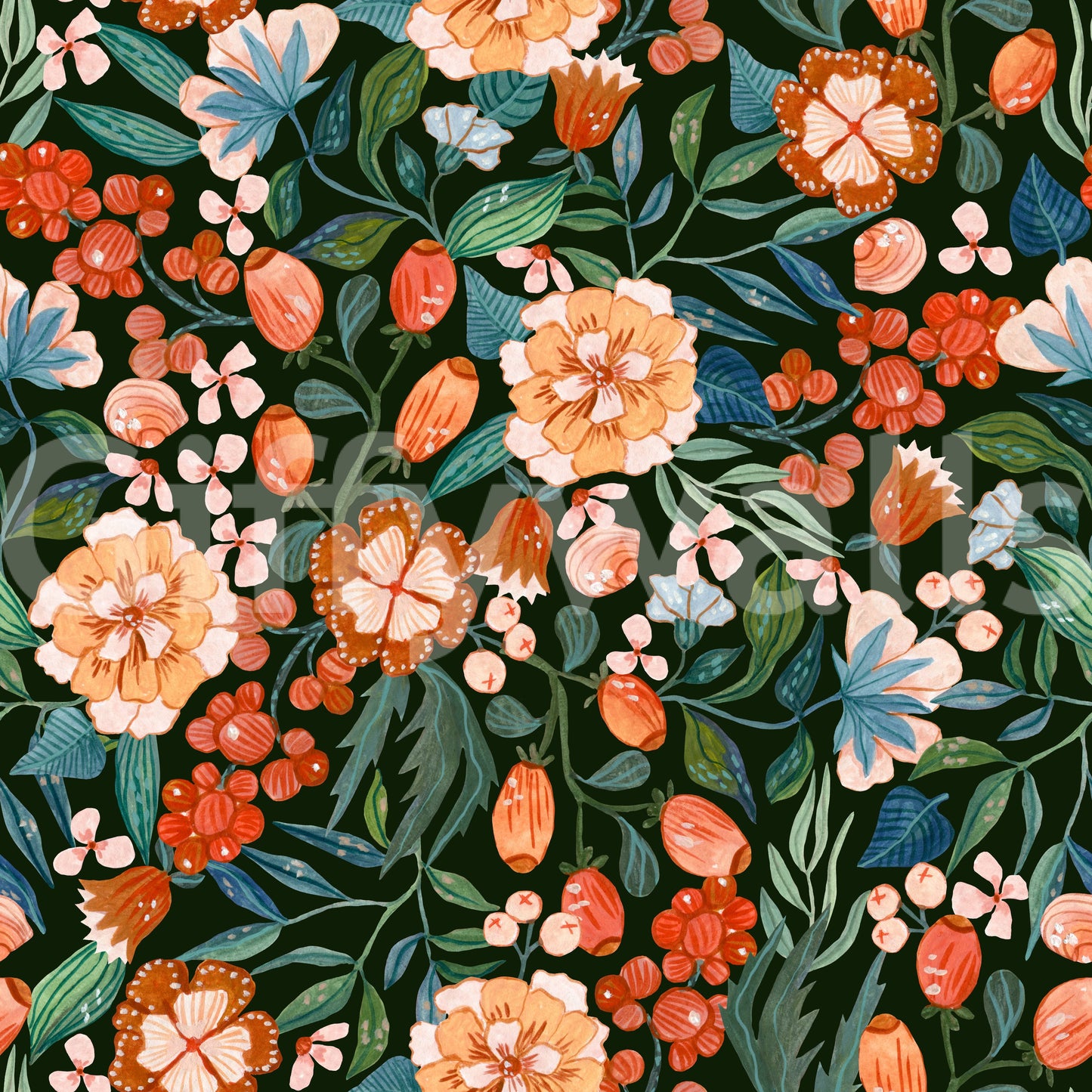 Enchanted Garden Foliage Wallpaper