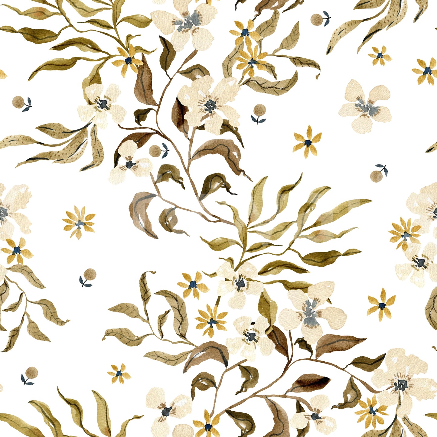 Rustic Earthy Botanical Vines Wallpaper