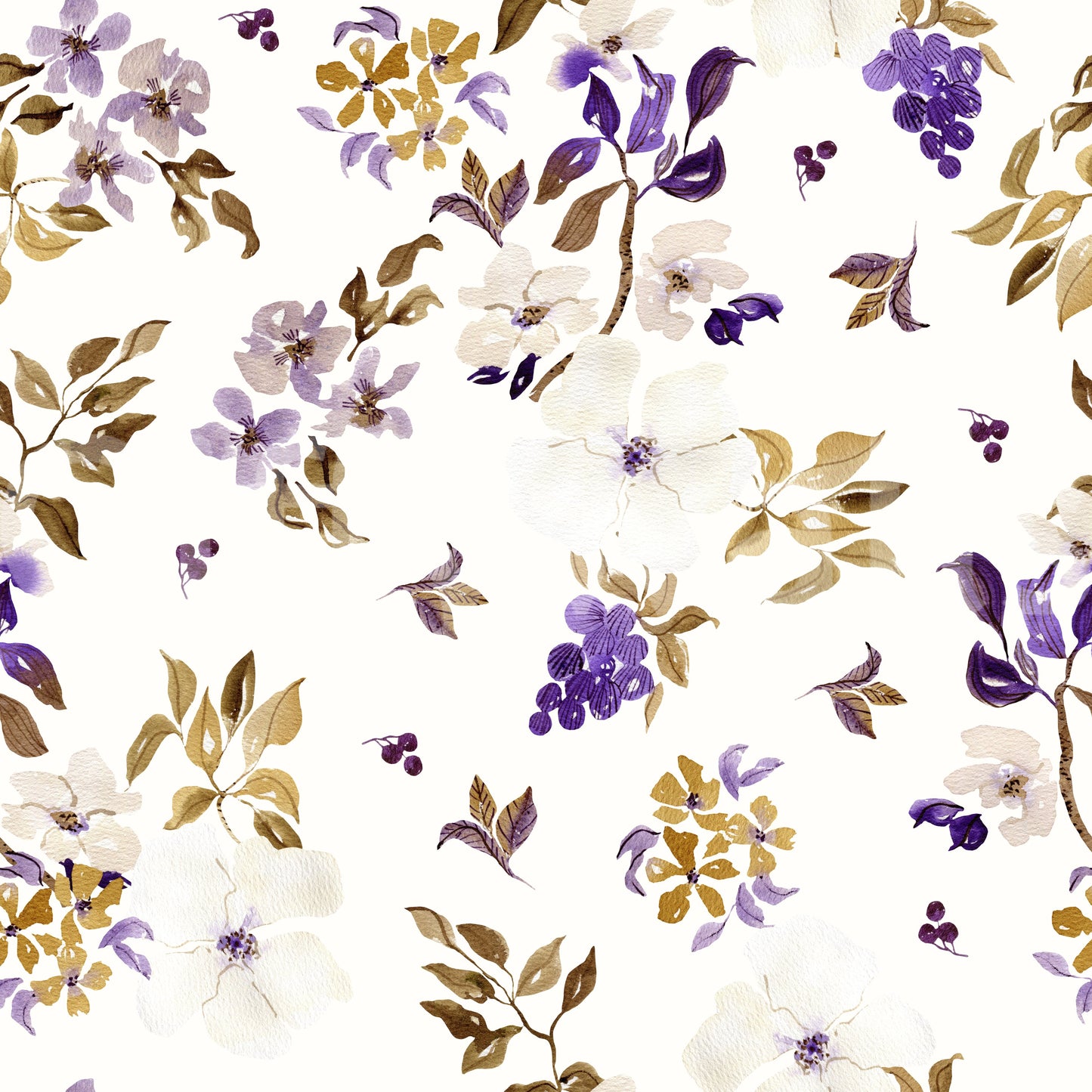 Violet and Gold Botanical Trails Wallpaper