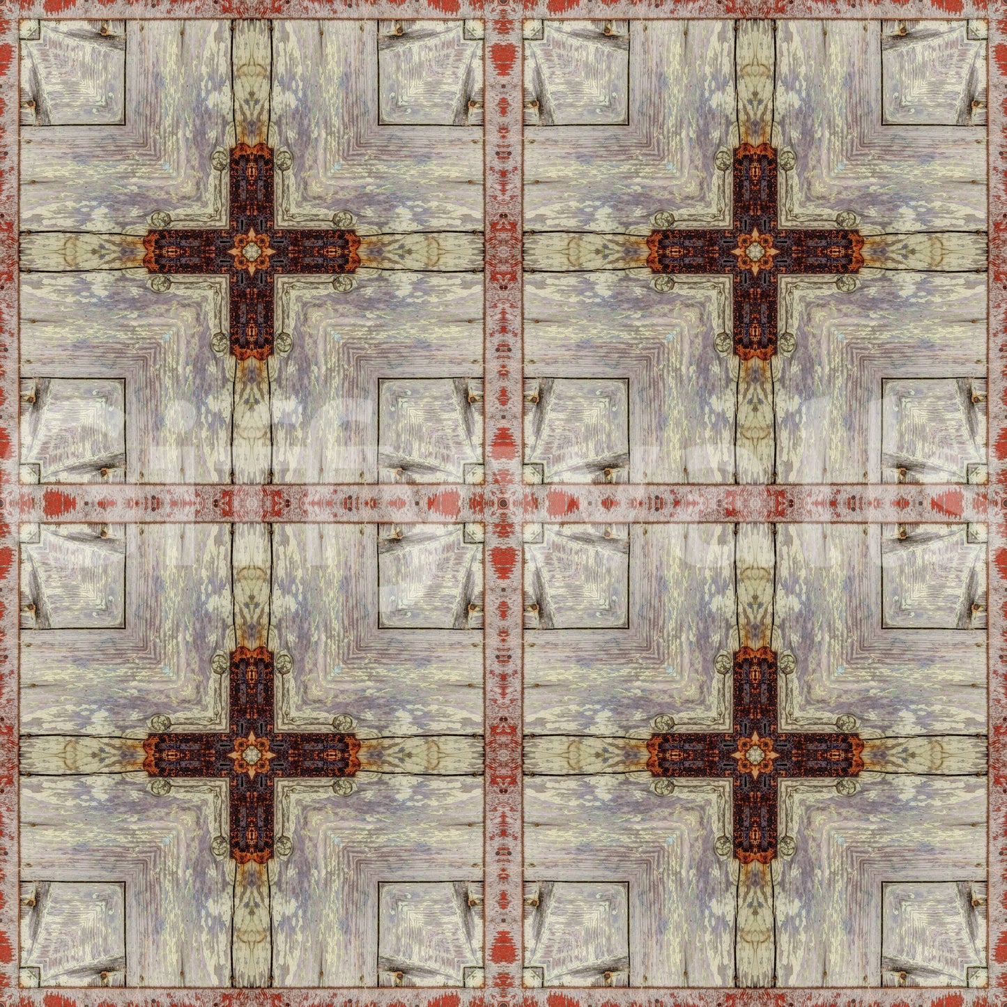 Aged Industrial Grid with Cross Overlay Wallpaper