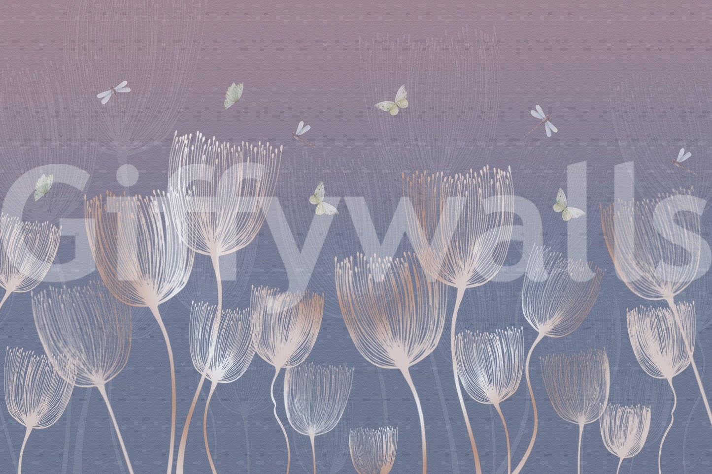Ethereal Meadow Sketch Wall Mural