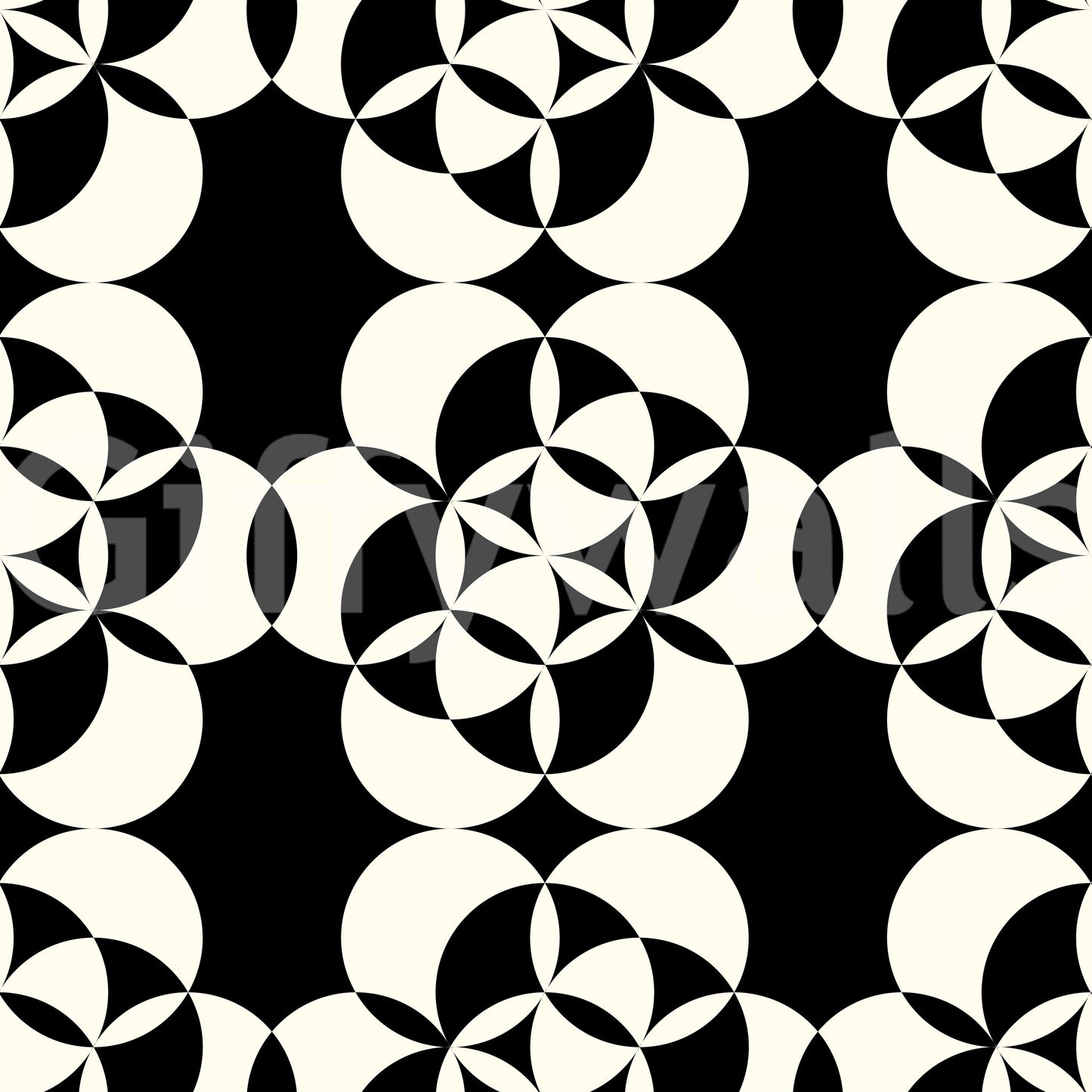 Graphic Circular Grid Monotone Decor Wallpaper