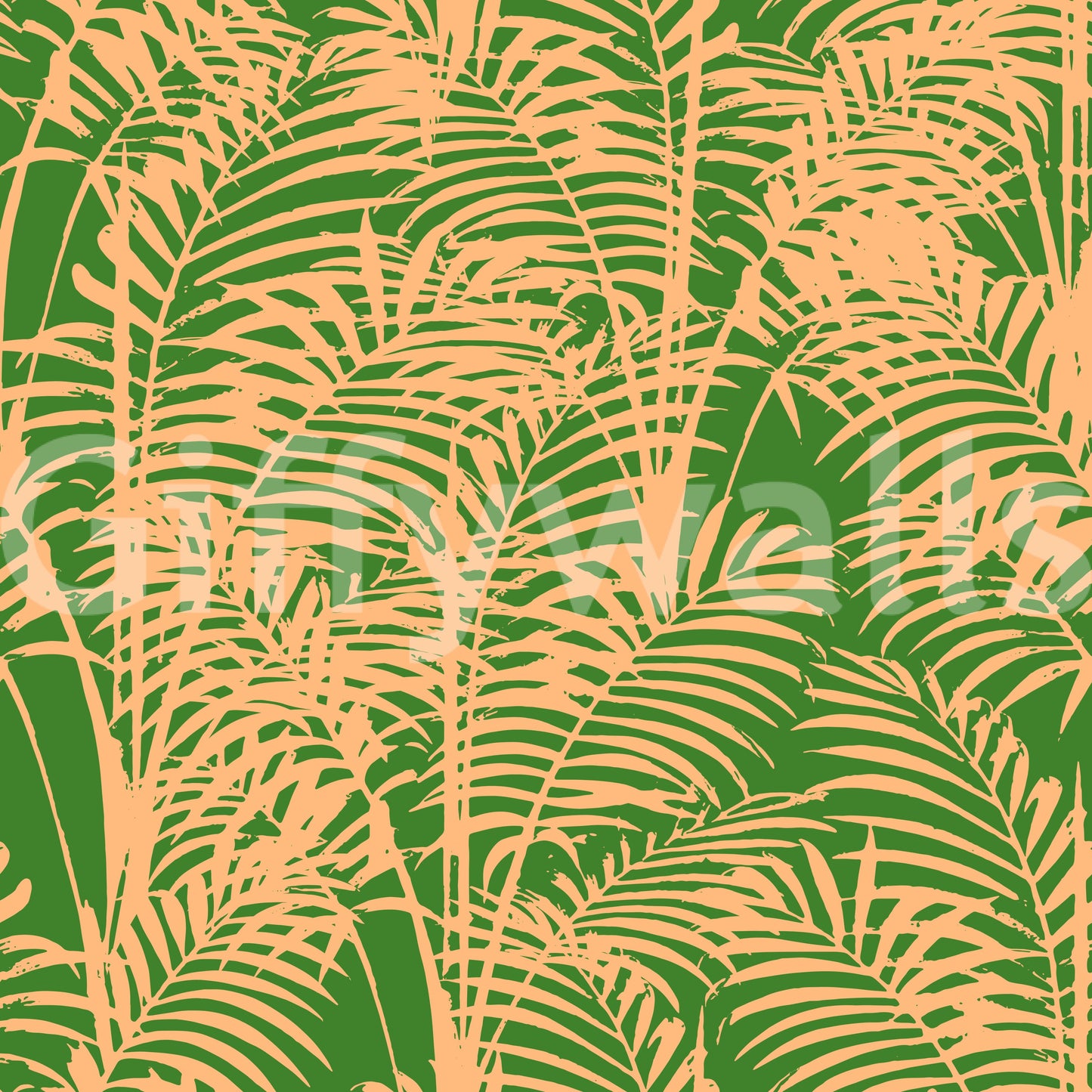 Abstract Tropical Palm Frond Print Wallpaper