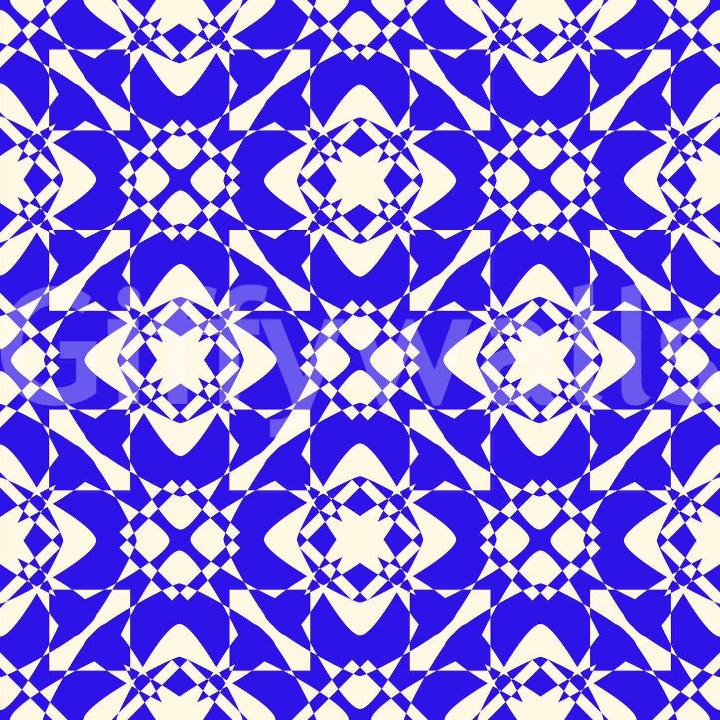 Geometric Cobalt Interlocking Pattern Wallpaper